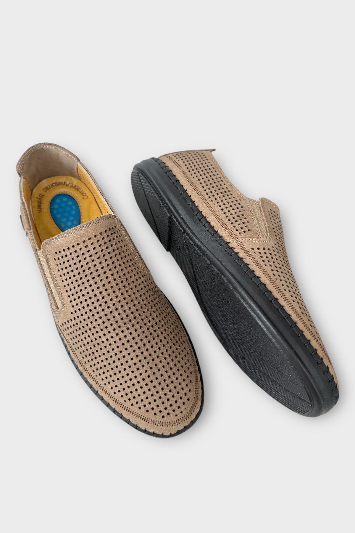 Erkek Hakiki Deri Ortopedik Yazlık El Yapımı Saraçlı Ayakkabı BEJ - Görsel 5