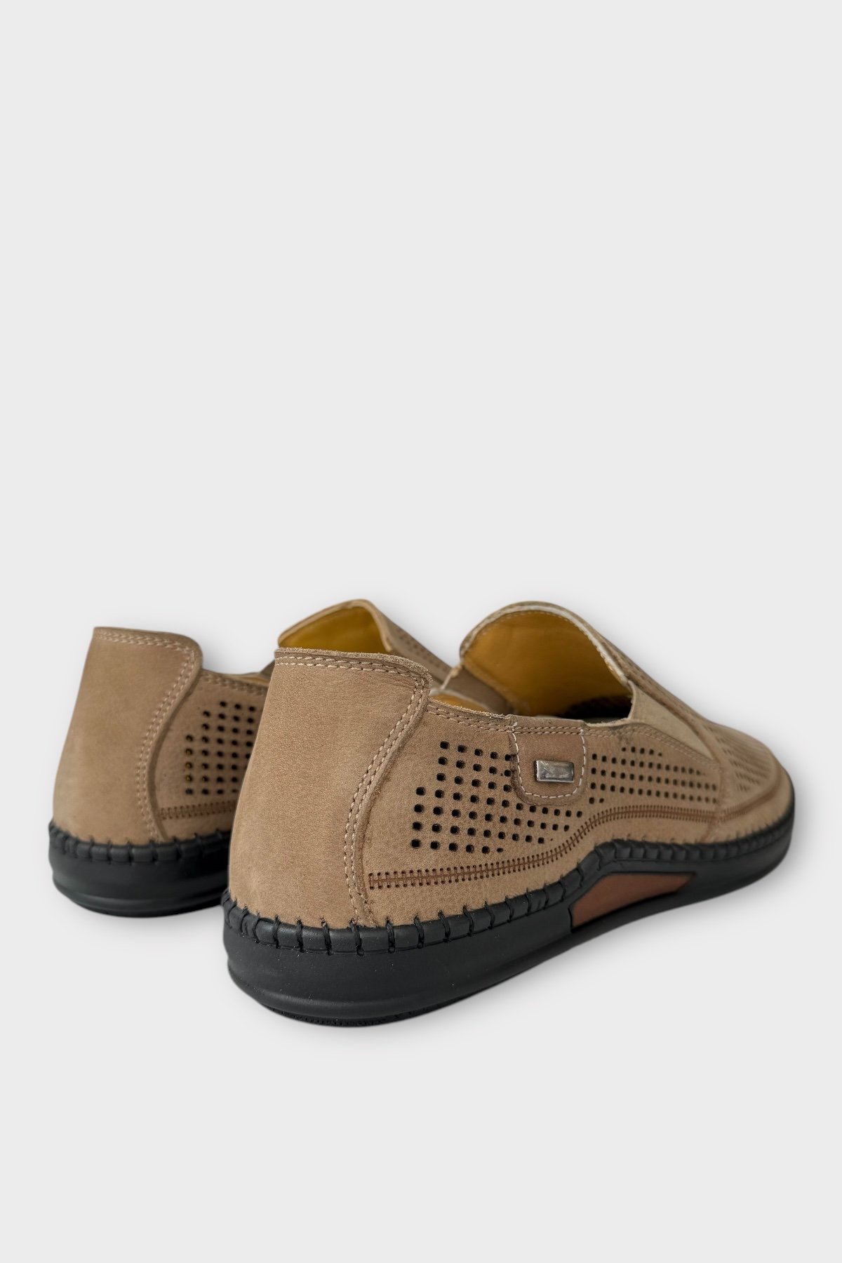 Erkek Hakiki Deri Ortopedik Yazlık El Yapımı Saraçlı Ayakkabı BEJ - Görsel 6
