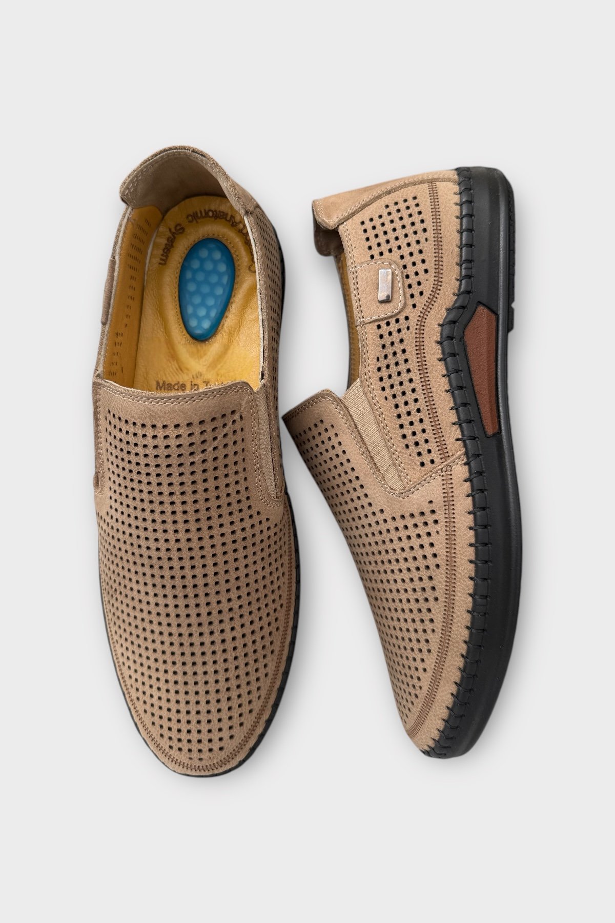 Erkek Hakiki Deri Ortopedik Yazlık El Yapımı Saraçlı Ayakkabı BEJ - Görsel 7