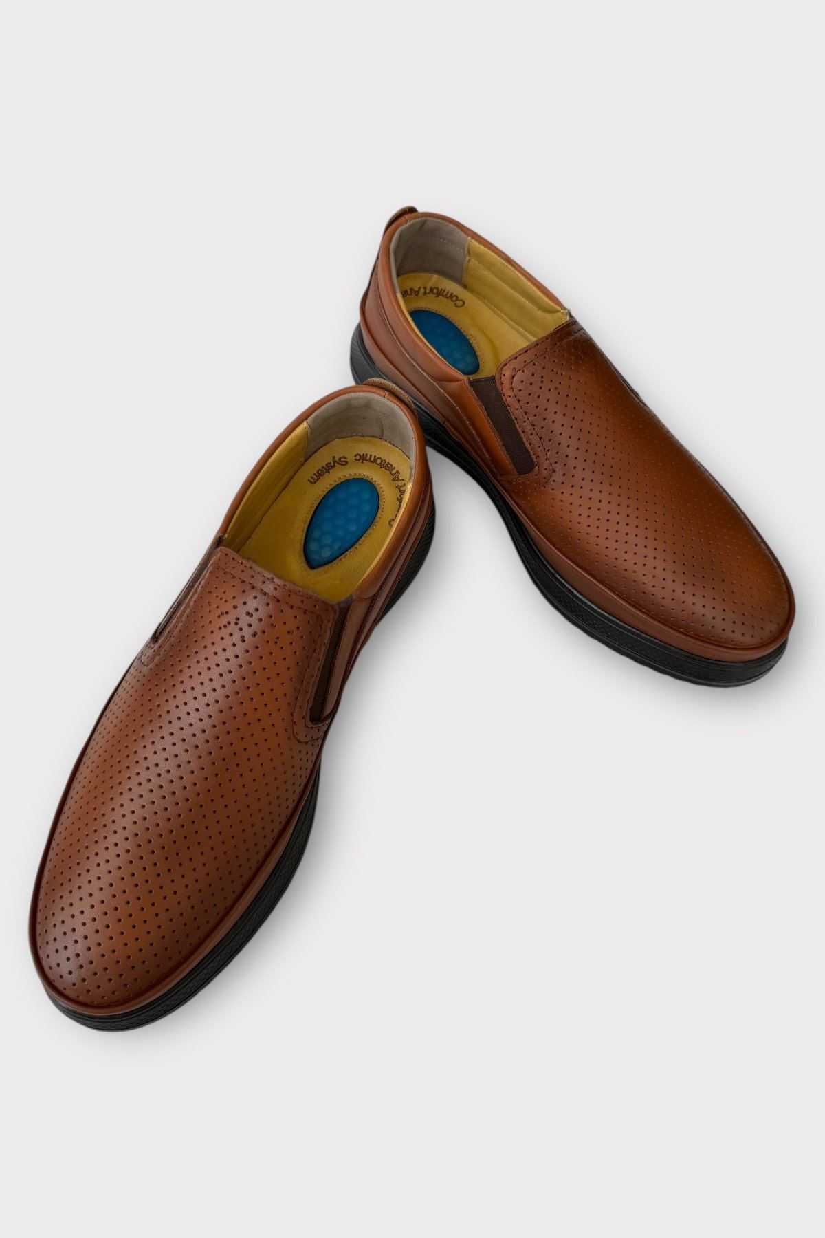 Erkek Hakiki Deri Ortopedik Yazlık El Yapımı Saraçlı Ayakkabı TABA - Görsel 4