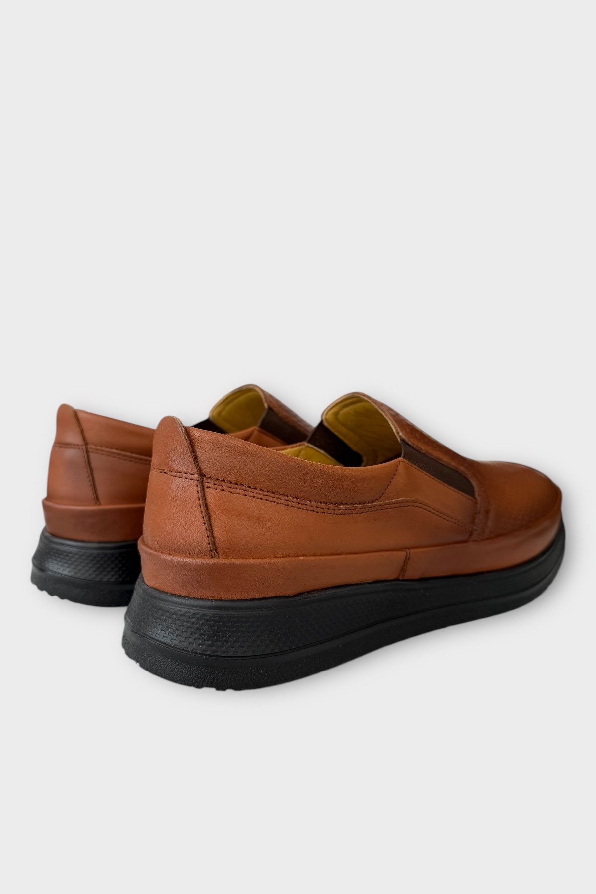 Erkek Hakiki Deri Ortopedik Yazlık El Yapımı Saraçlı Ayakkabı TABA - Görsel 6