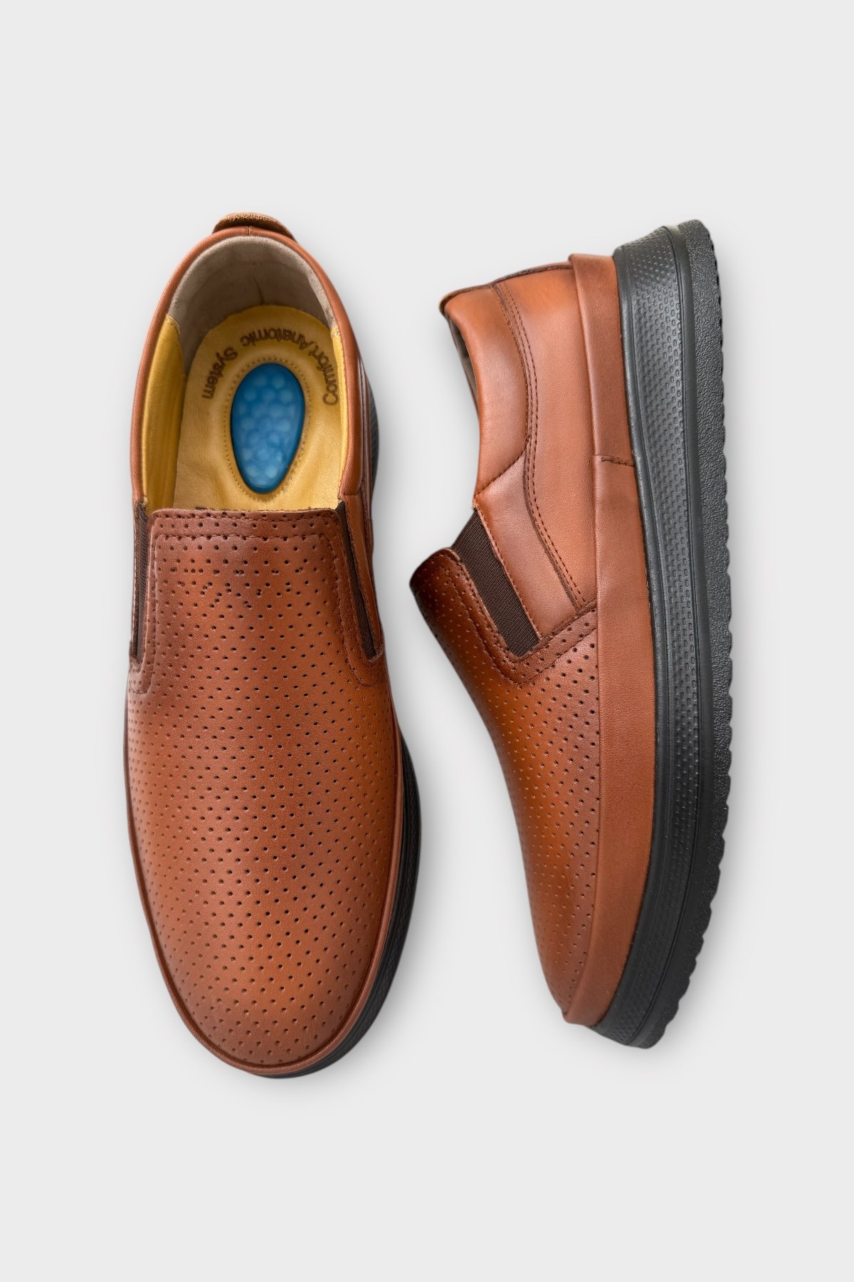 Erkek Hakiki Deri Ortopedik Yazlık El Yapımı Saraçlı Ayakkabı TABA - Görsel 7