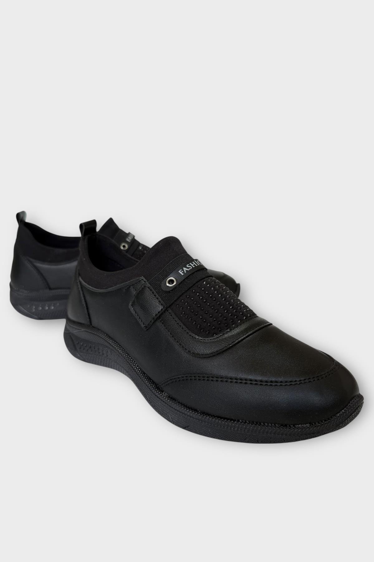 Kadın Ortopedik Comfort Taban Lastik Detay Günlük Ayakkabı SİYAH - GÜMÜŞ - Görsel 3