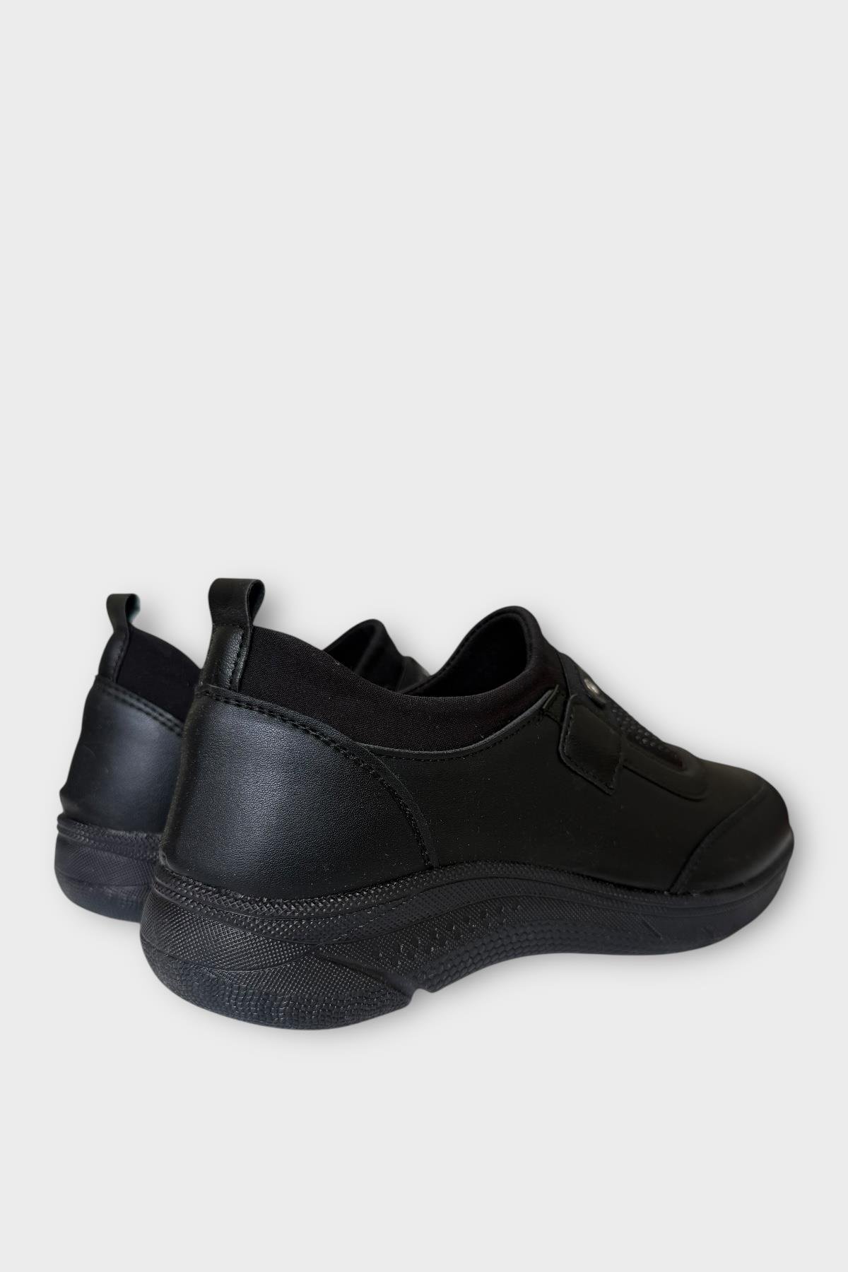 Kadın Ortopedik Comfort Taban Lastik Detay Günlük Ayakkabı SİYAH - GÜMÜŞ - Görsel 6