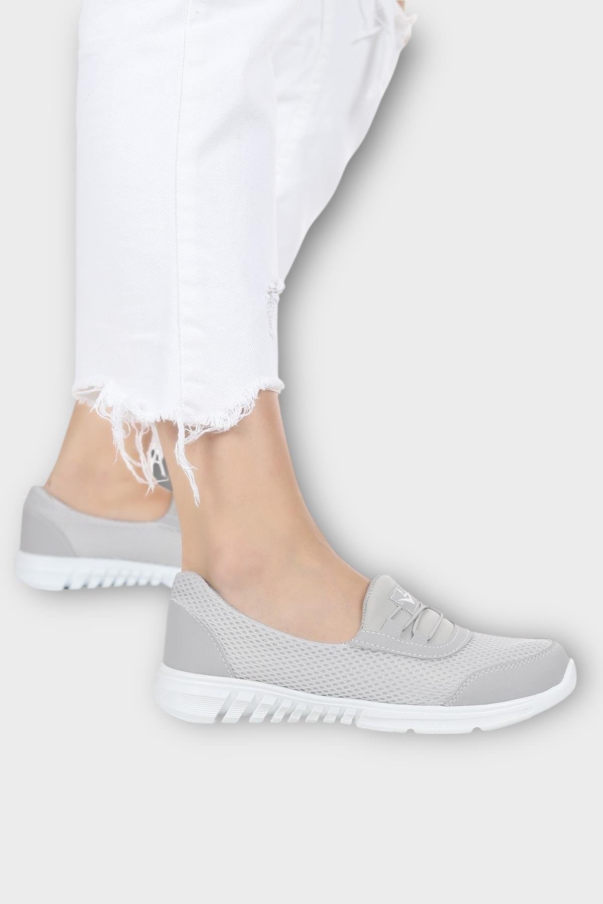 Kadın Ortopedik Fileli Anne Babet Günlük Ayakkabı GRİ - Görsel 2