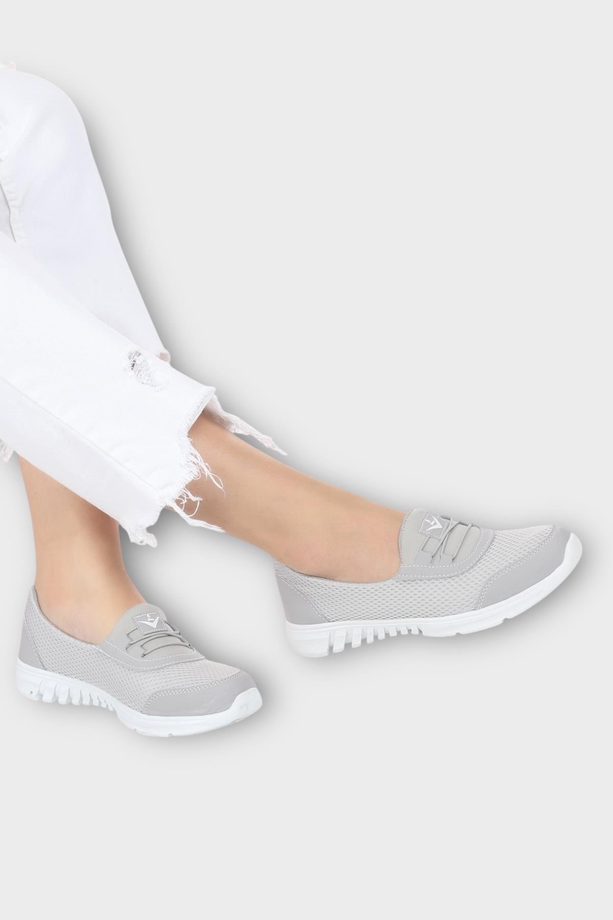 Kadın Ortopedik Fileli Anne Babet Günlük Ayakkabı GRİ - Görsel 4