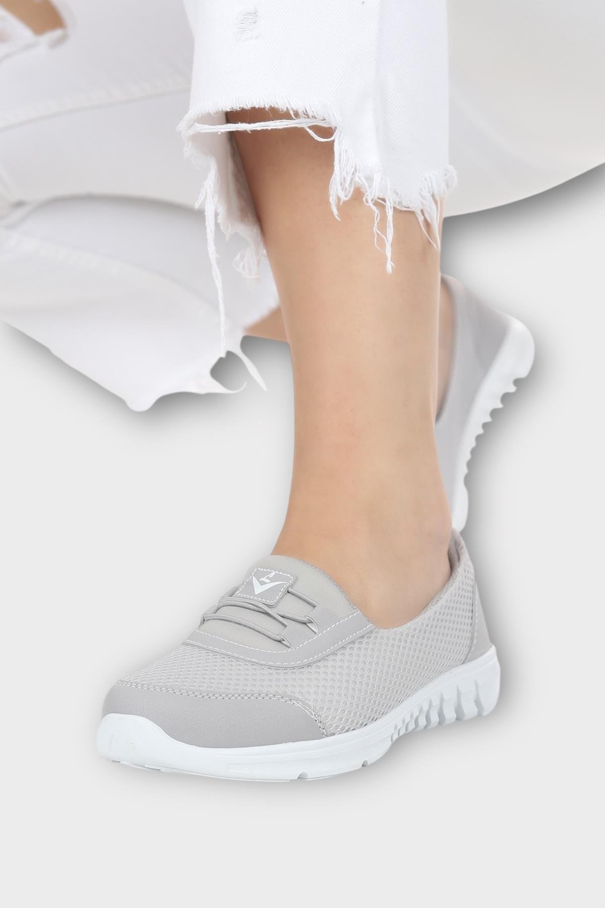 Kadın Ortopedik Fileli Anne Babet Günlük Ayakkabı GRİ - Görsel 5