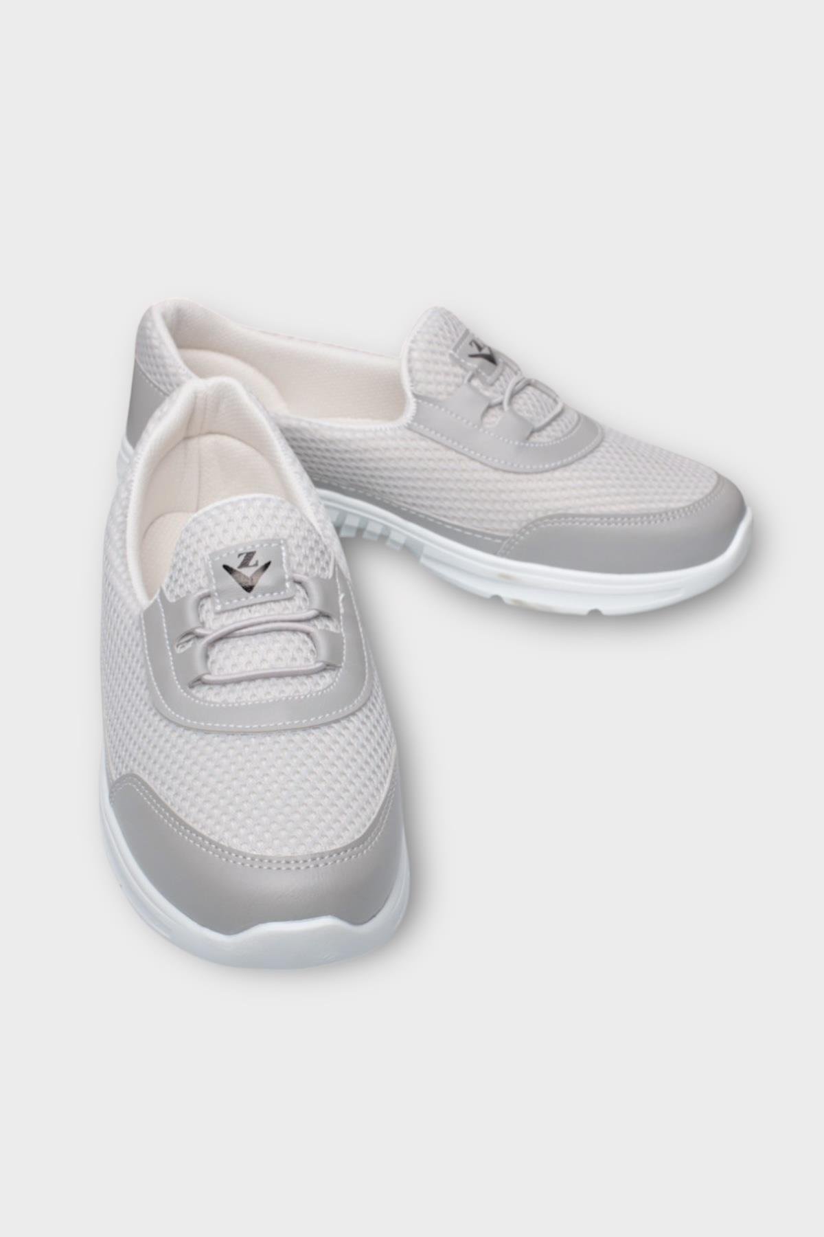 Kadın Ortopedik Fileli Anne Babet Günlük Ayakkabı GRİ - Görsel 6