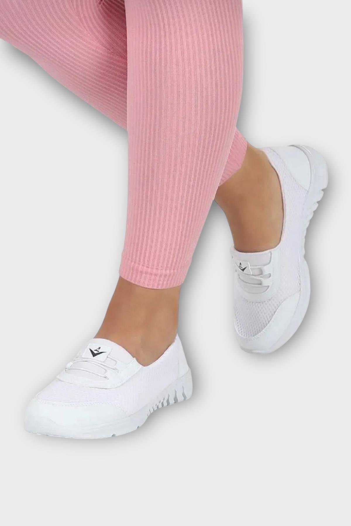 Kadın Ortopedik Fileli Anne Babet Günlük Ayakkabı BEYAZ - Görsel 2