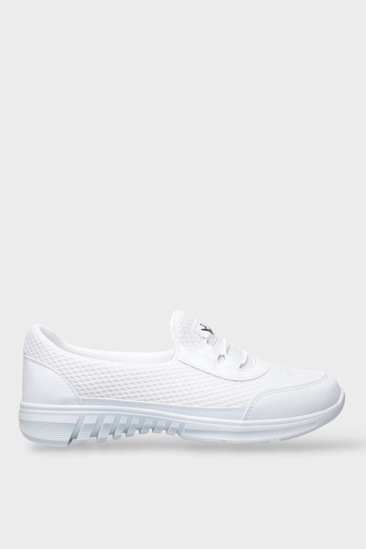 Kadın Ortopedik Fileli Anne Babet Günlük Ayakkabı BEYAZ - Görsel 3