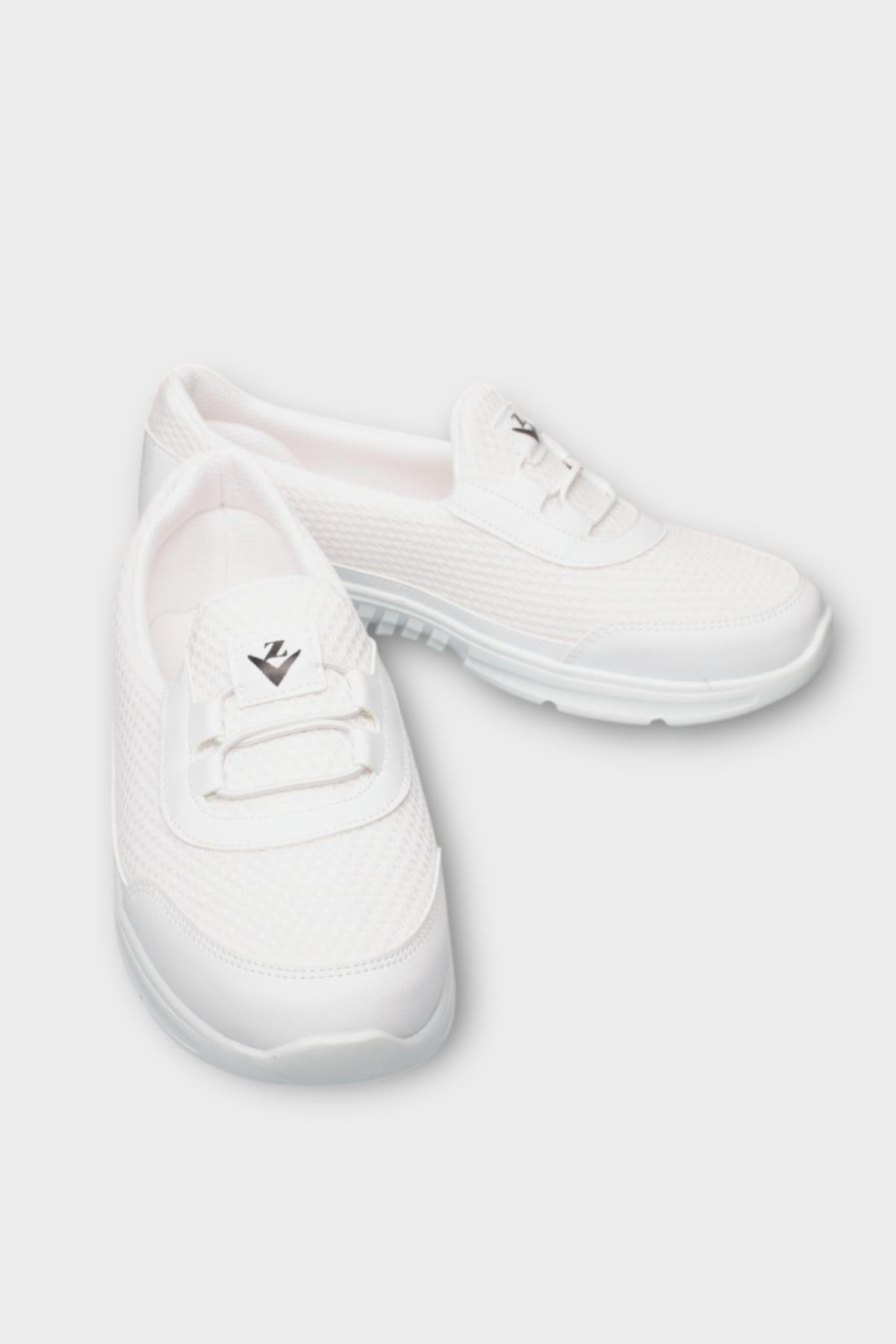Kadın Ortopedik Fileli Anne Babet Günlük Ayakkabı BEYAZ - Görsel 4