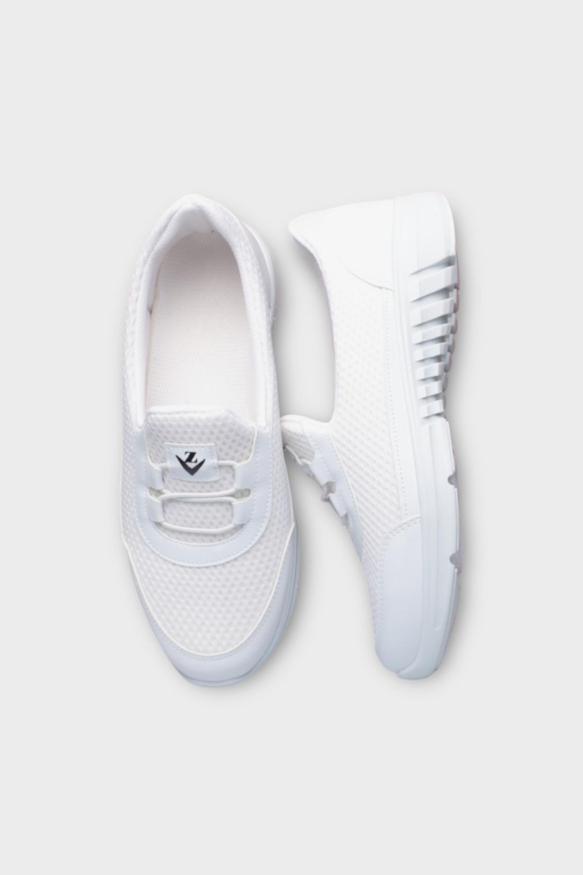 Kadın Ortopedik Fileli Anne Babet Günlük Ayakkabı BEYAZ - Görsel 8