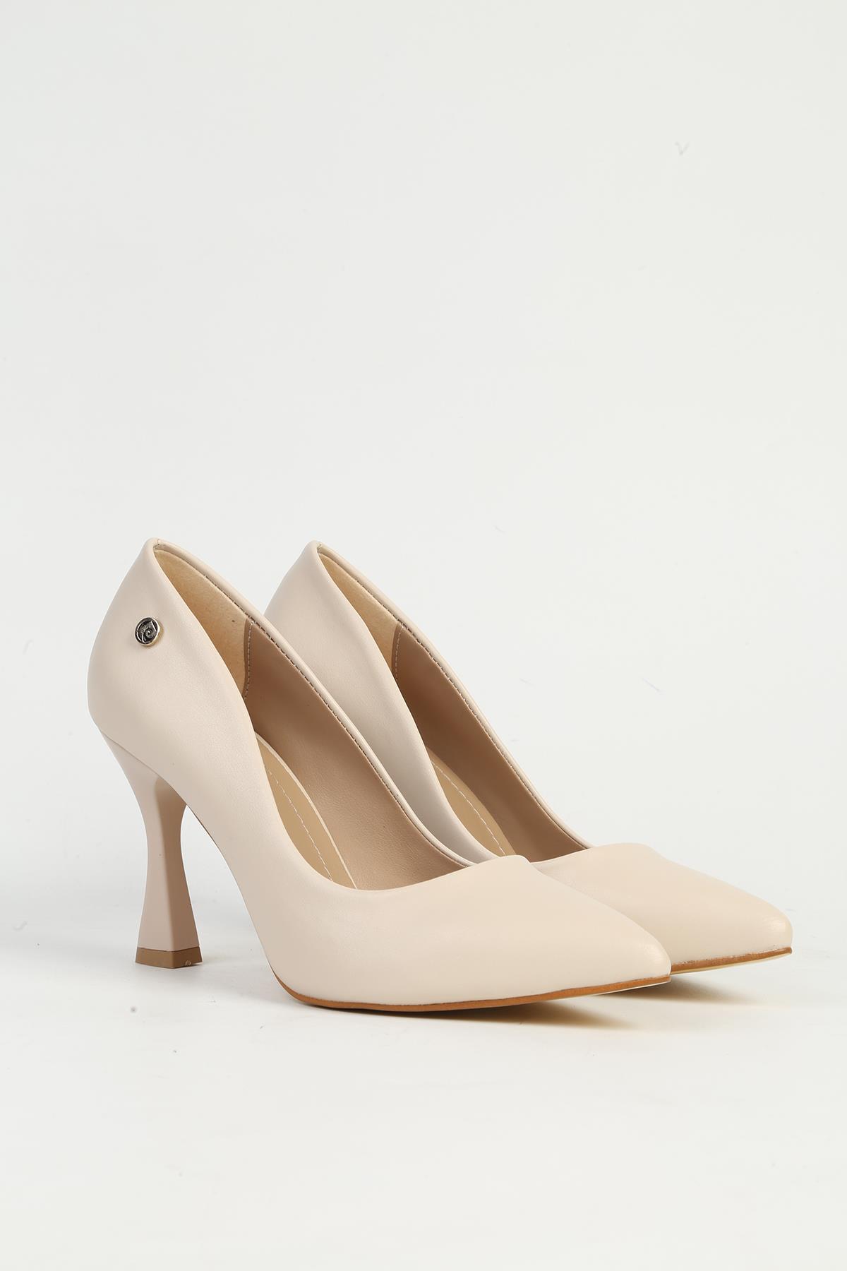 Krem Kadın Topuklu Ayakkabı PC-54751 - Görsel 3