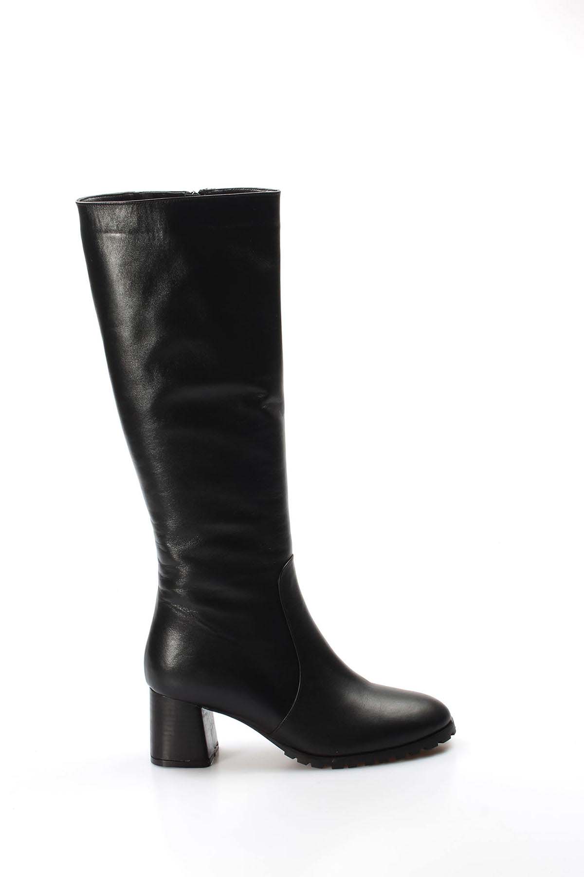 Hakiki Deri Kürklü Kadın Kalın Topuklu Çizme 064KZA998 - Görsel 2