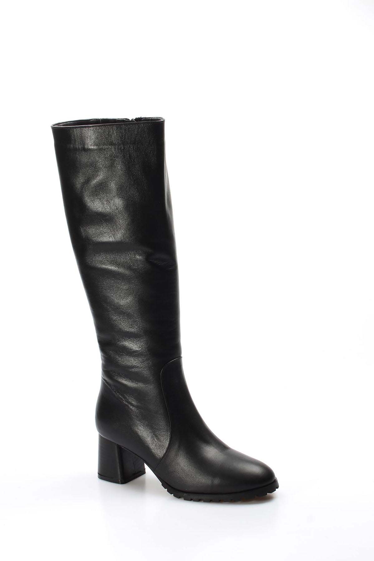 Hakiki Deri Kürklü Kadın Kalın Topuklu Çizme 064KZA998 - Görsel 4