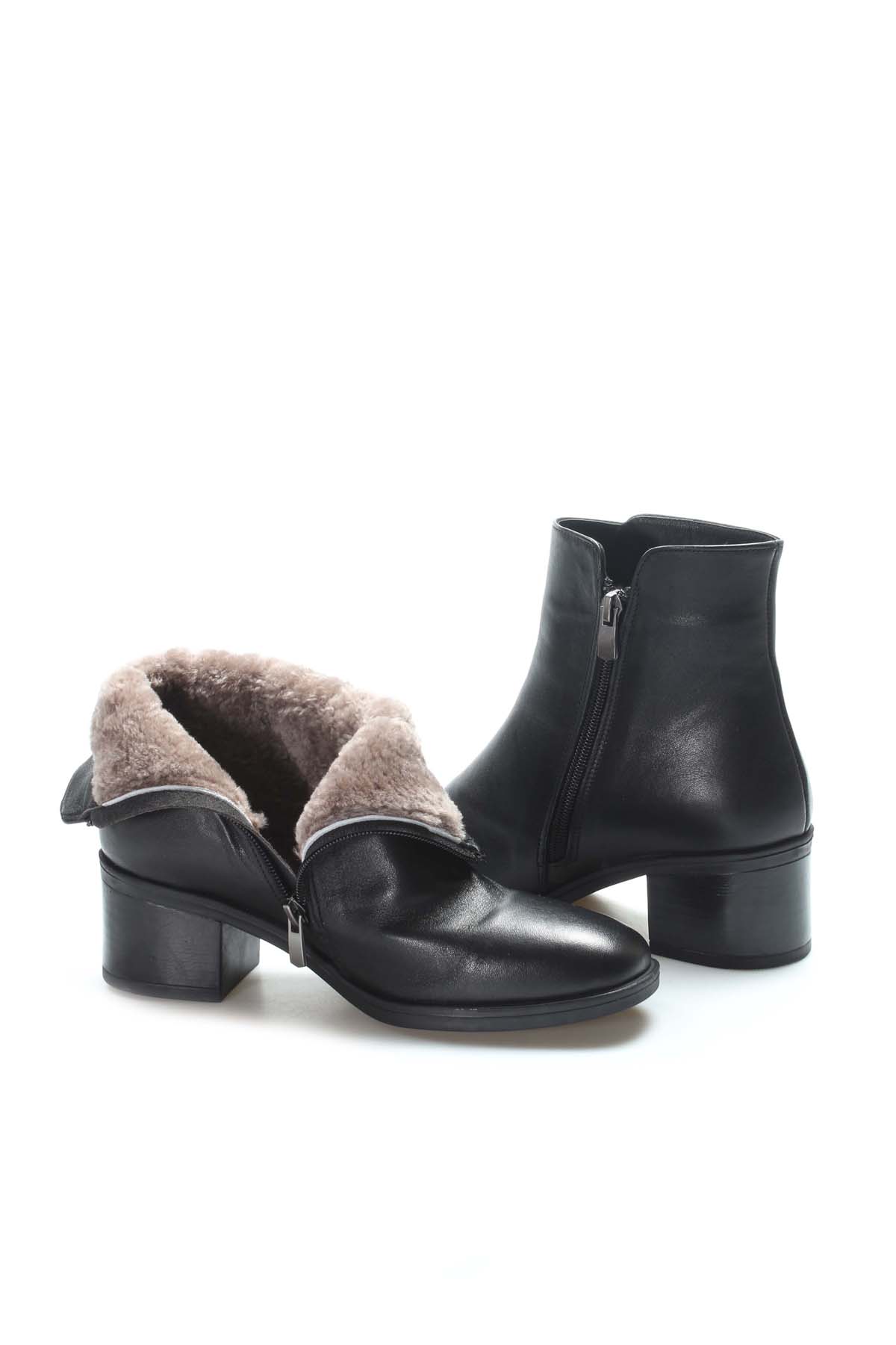 Hakiki Deri Kürklü Kadın Klasik Bot 757KZA2655 - Görsel 6