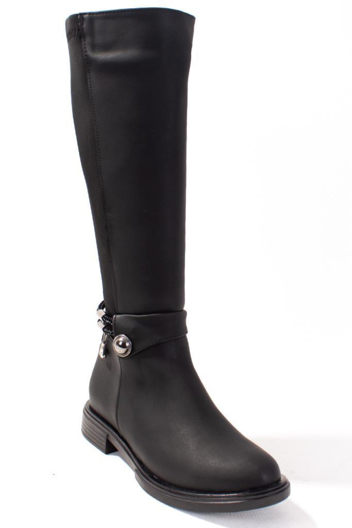 DZA07-43621911 Siyah Günlük Streçli Düz Topuk Kadın Çizme - Görsel 2