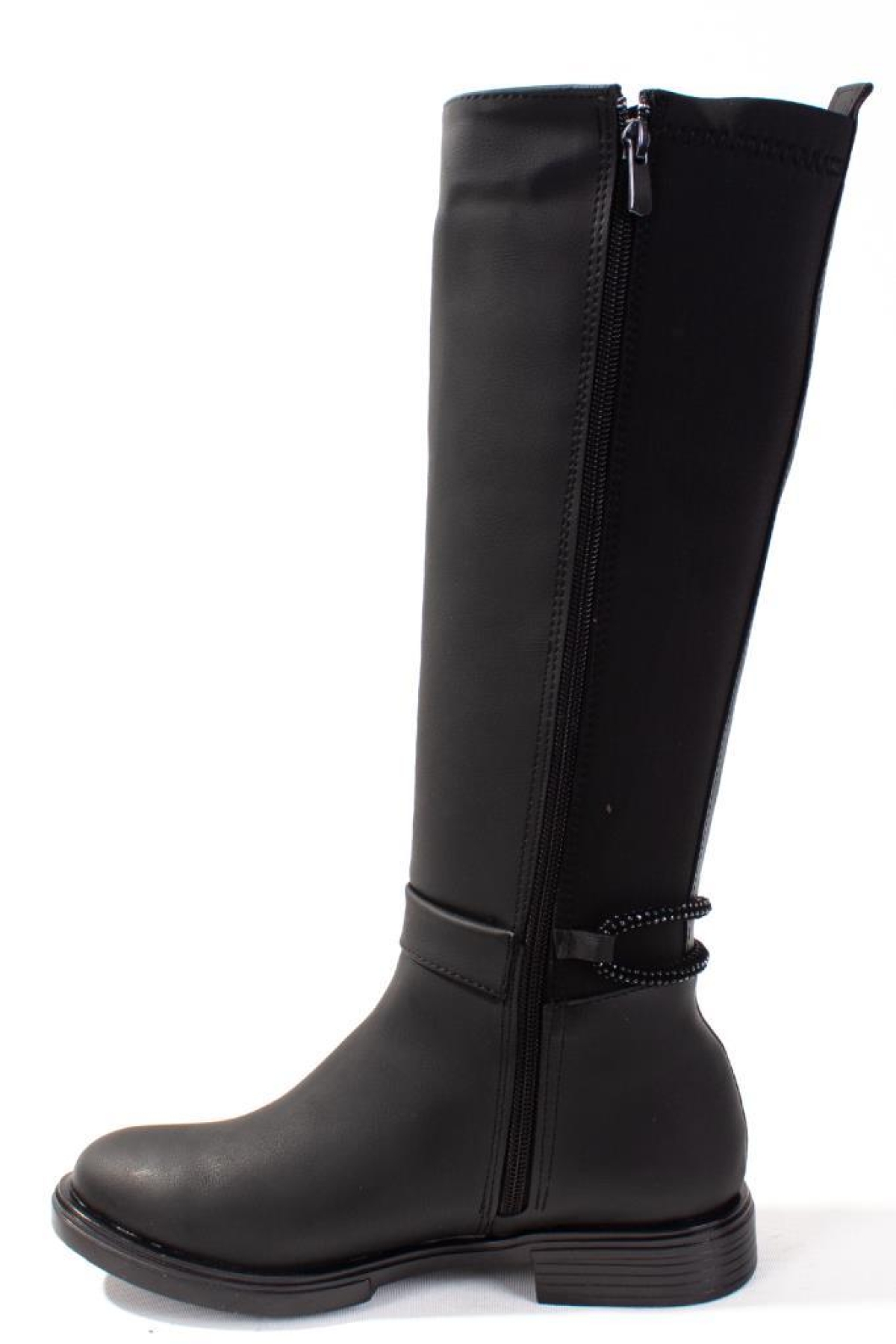 DZA07-43621911 Siyah Günlük Streçli Düz Topuk Kadın Çizme - Görsel 4