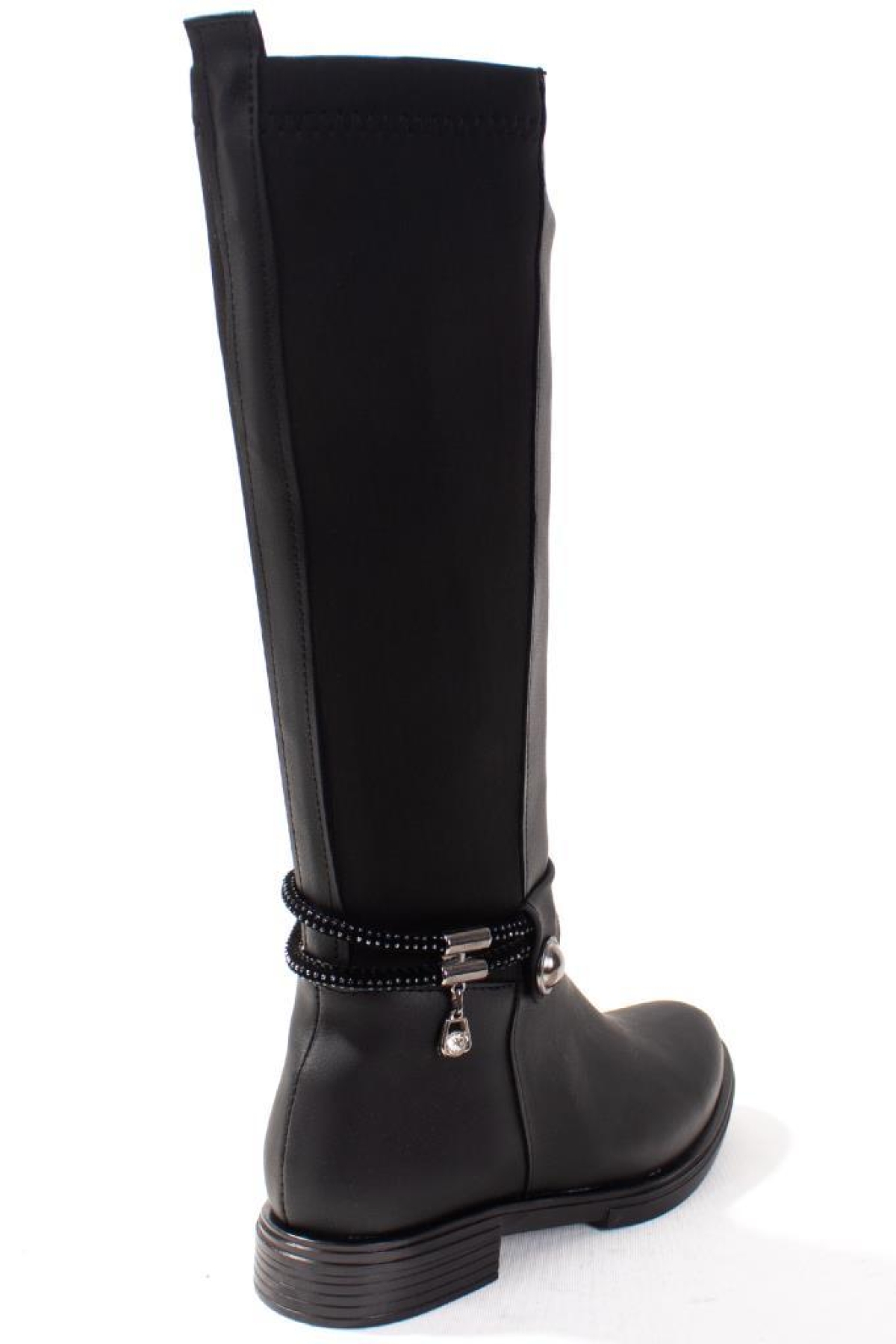 DZA07-43621911 Siyah Günlük Streçli Düz Topuk Kadın Çizme - Görsel 5