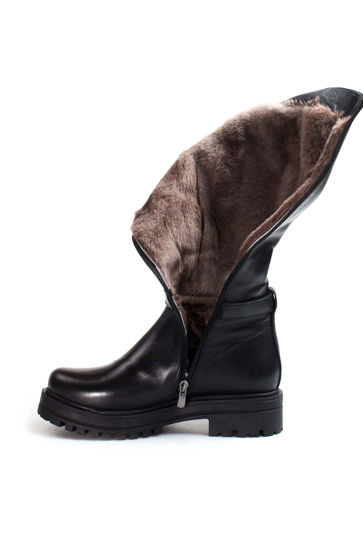 Hakiki Deri Kürklü Kadın Klasik Çizme 757KZA22500 - Görsel 6