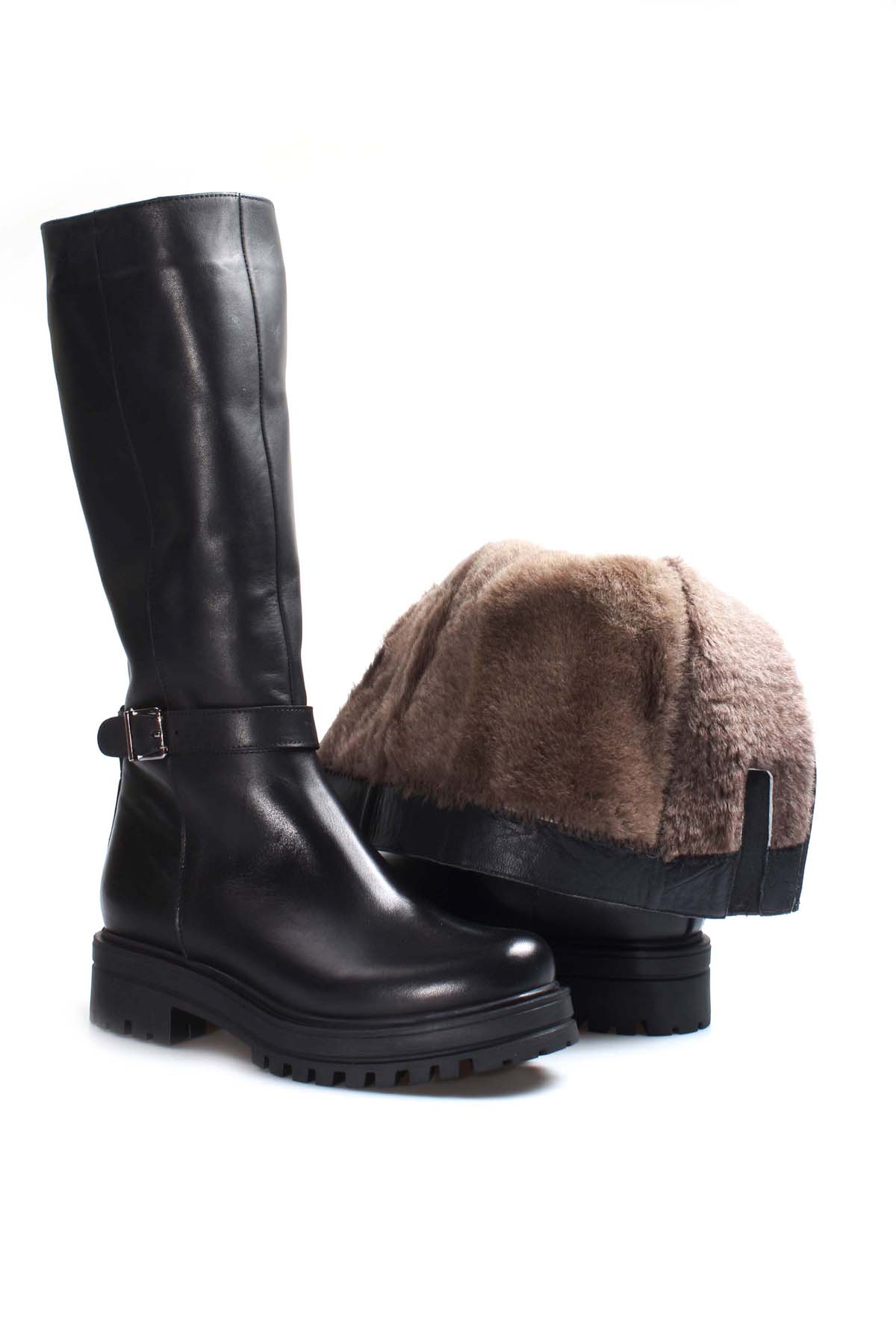 Hakiki Deri Kürklü Kadın Klasik Çizme 757KZA22500 - Görsel 7