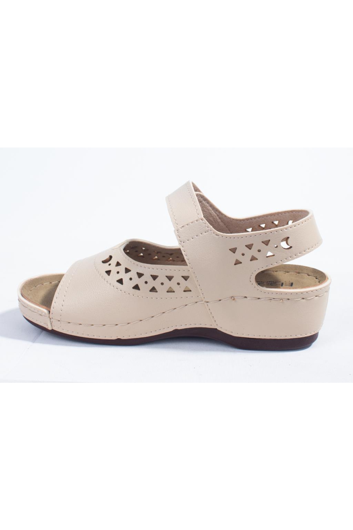 DZA37-1818 Bej Günlük Ortopedik Kadın Sandalet - Görsel 4