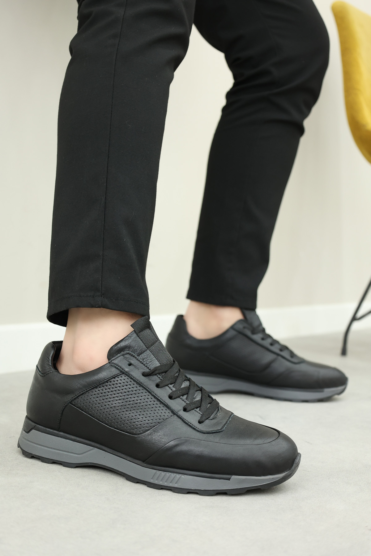 Hakiki Deri Kürklü Erkek Spor Ayakkabı 723KMA120 - Görsel 2