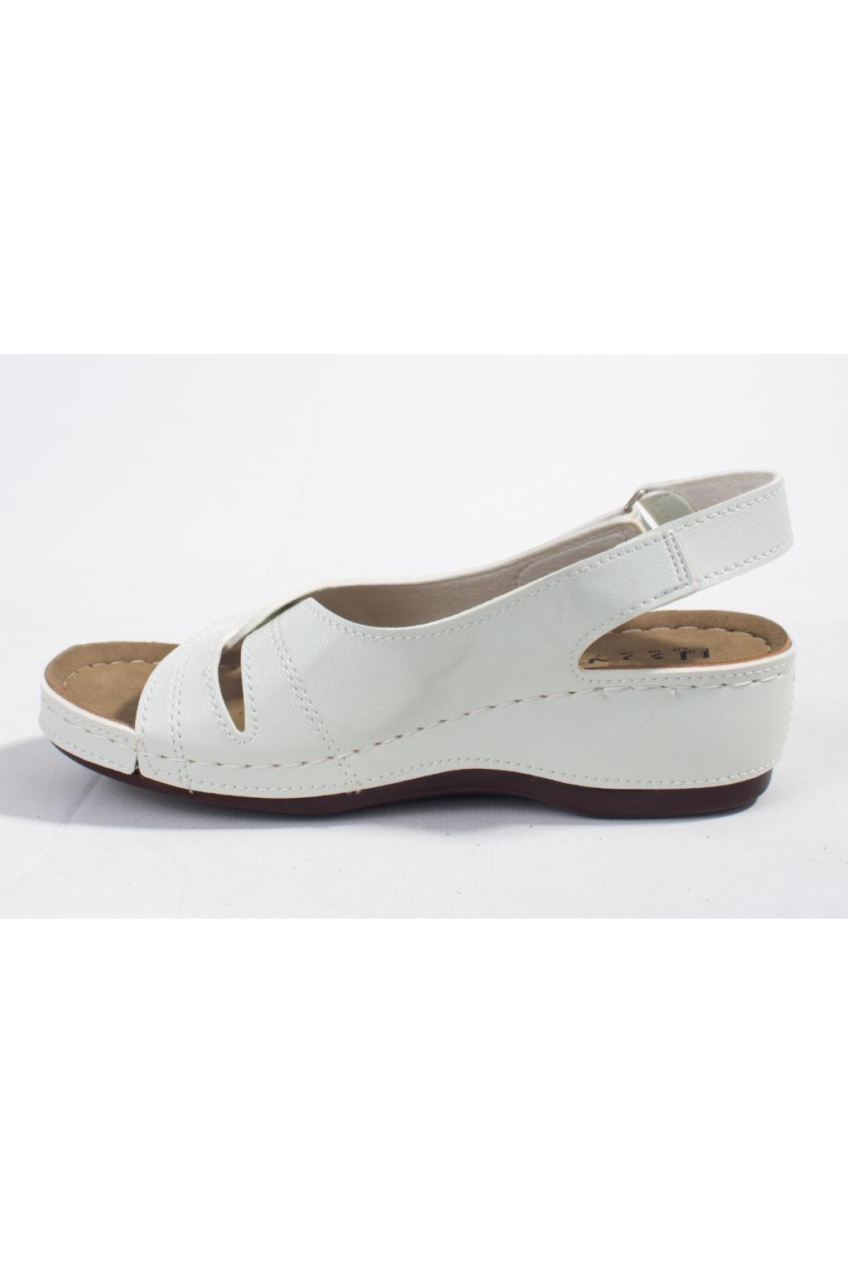 DZA37-1817 Beyaz Günlük Ortopedik Kadın Sandalet - Görsel 4