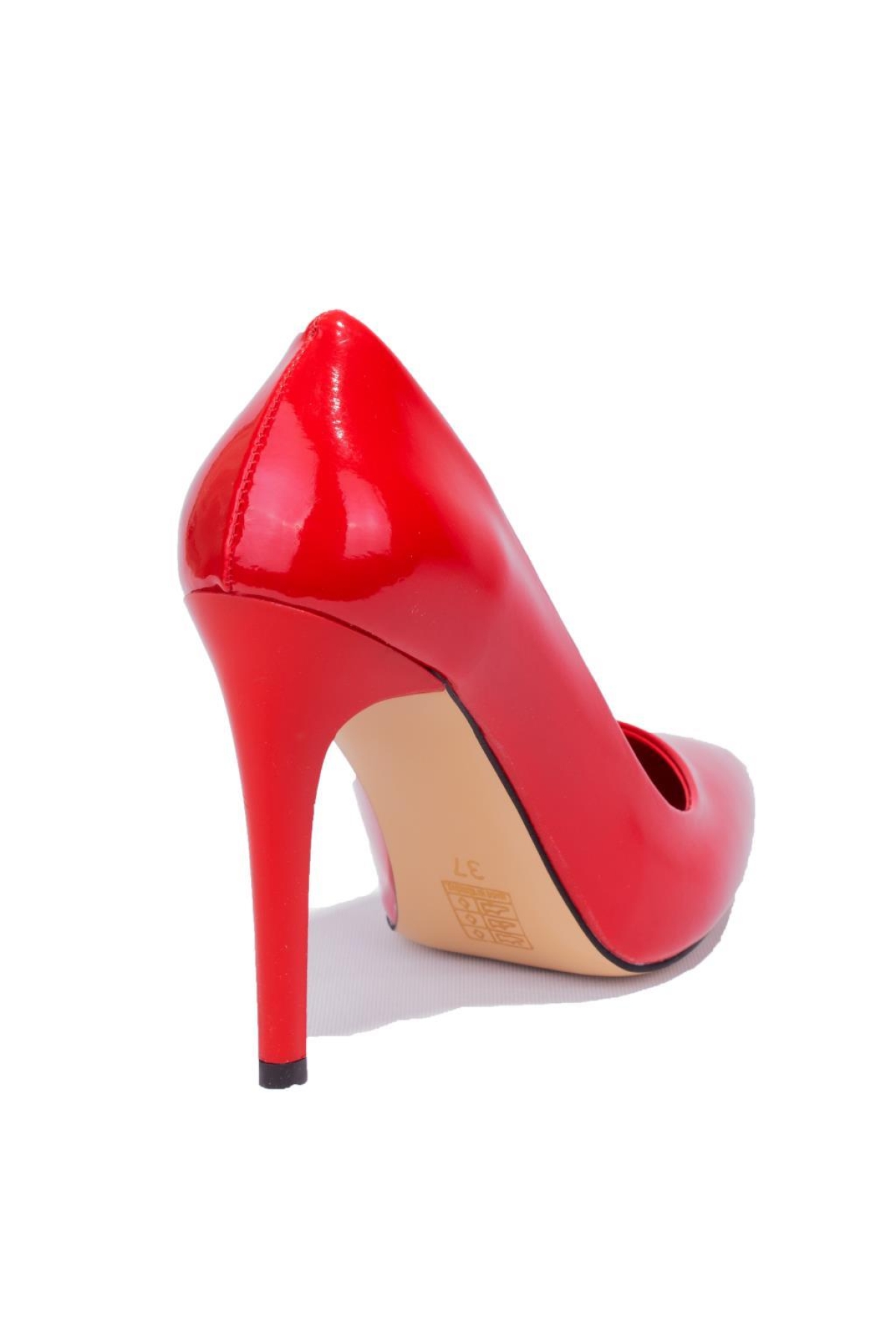 DZA07-388460 Kırmızı Rugan Stiletto Topuklu Kadın Ayakkabı - Görsel 5