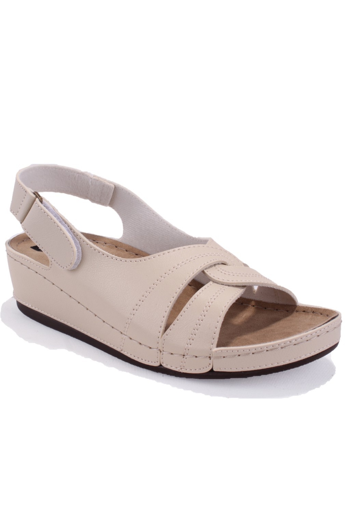 DZA37-1817 Bej Günlük Ortopedik Kadın Sandalet - Görsel 2