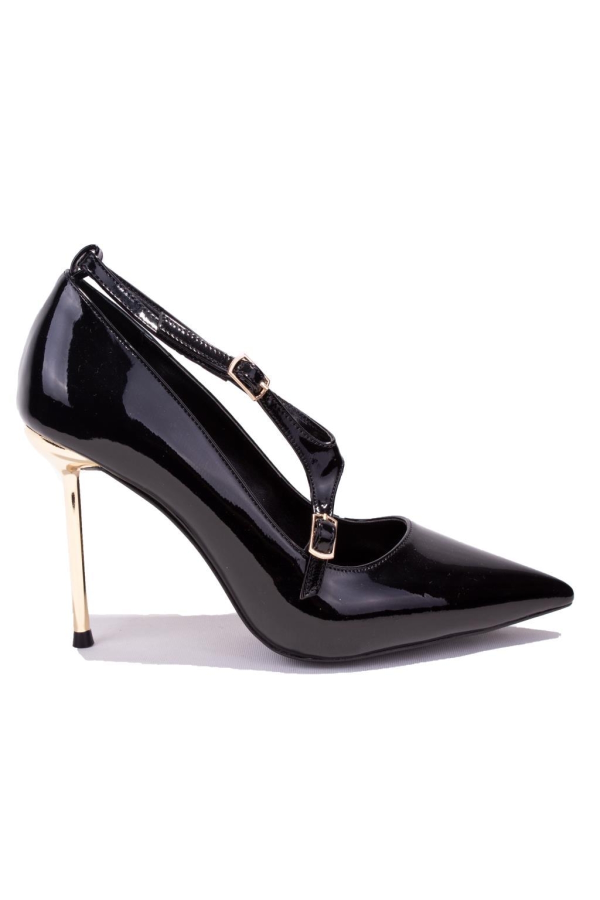 DZA07-7129215 Siyah Rugan Abiye Topuklu Kadın Ayakkabı - Görsel 3