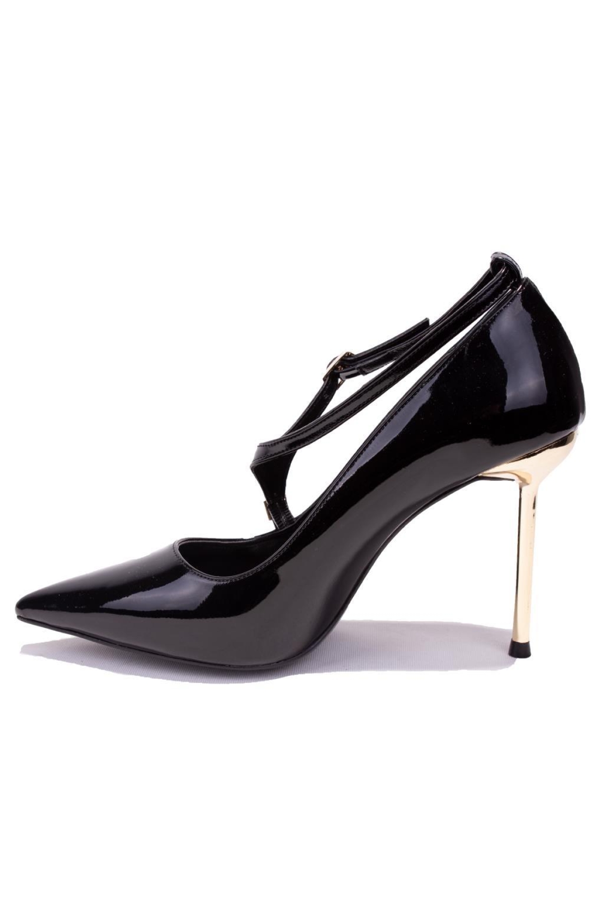 DZA07-7129215 Siyah Rugan Abiye Topuklu Kadın Ayakkabı - Görsel 4