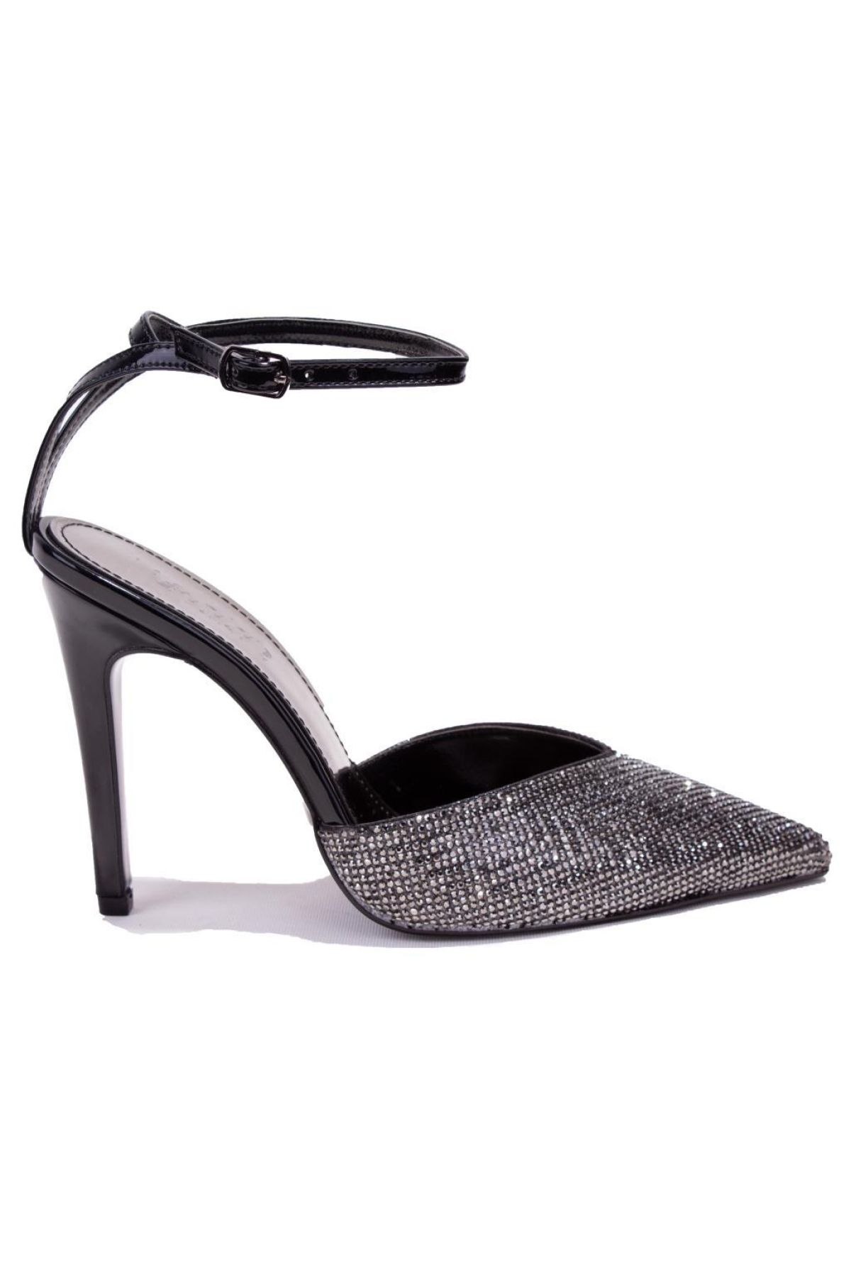 DZA07-1240870 Siyah Rugan Taşlı Abiye Topuklu Kadın Ayakkabı - Görsel 3