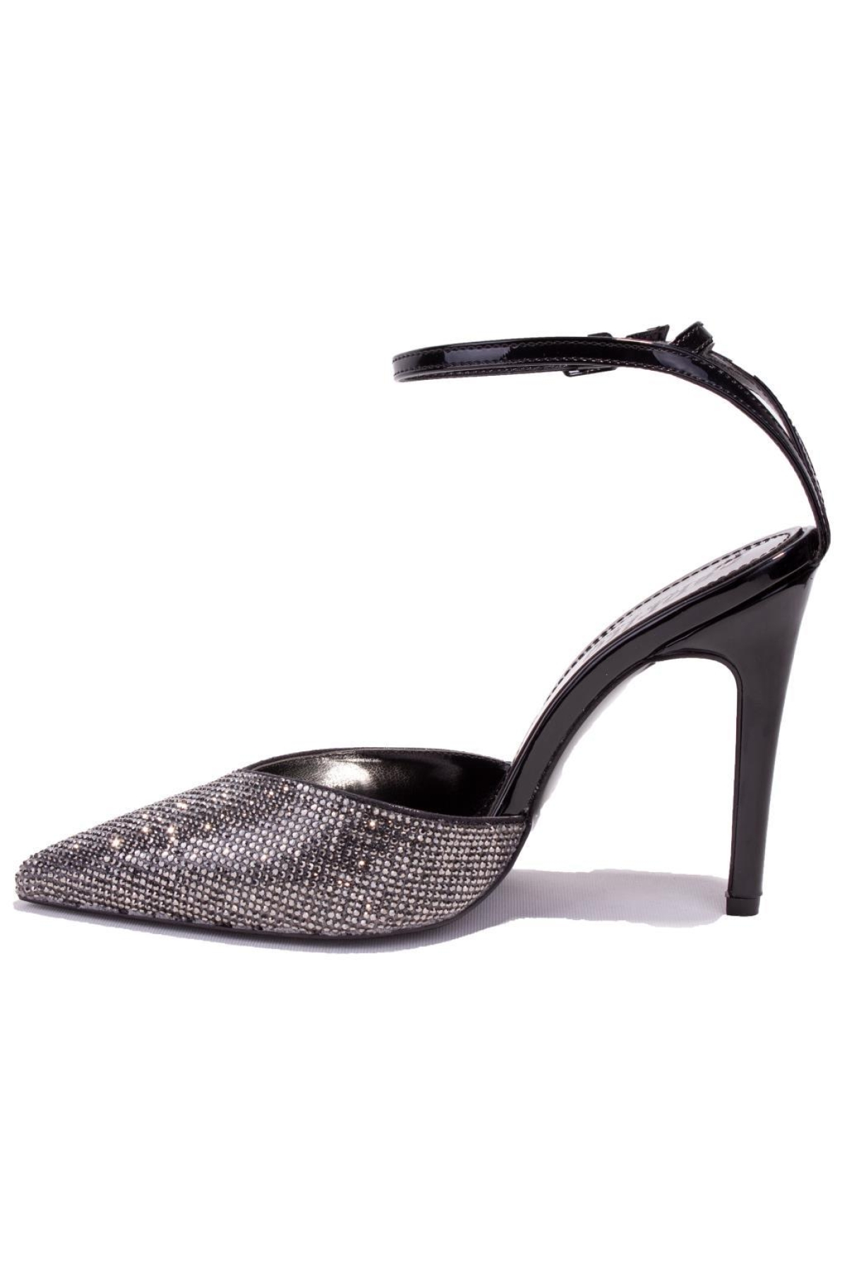 DZA07-1240870 Siyah Rugan Taşlı Abiye Topuklu Kadın Ayakkabı - Görsel 4