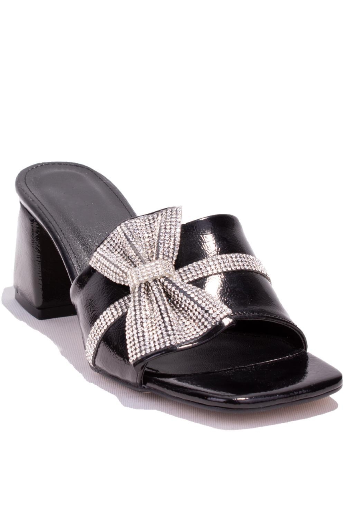 DZA07-1221101 Siyah Rugan Abiye Topuklu Kadın Terlik - Görsel 2