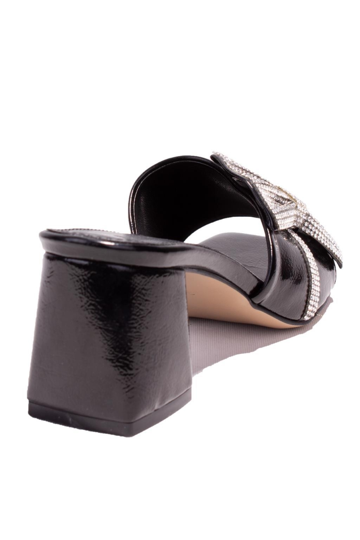 DZA07-1221101 Siyah Rugan Abiye Topuklu Kadın Terlik - Görsel 5