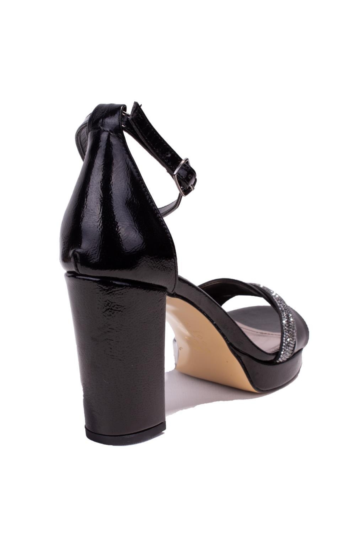 DZA07-337152 Siyah Rugan Tek Bant Platform Topuklu Kadın Ayakkabı - Görsel 5
