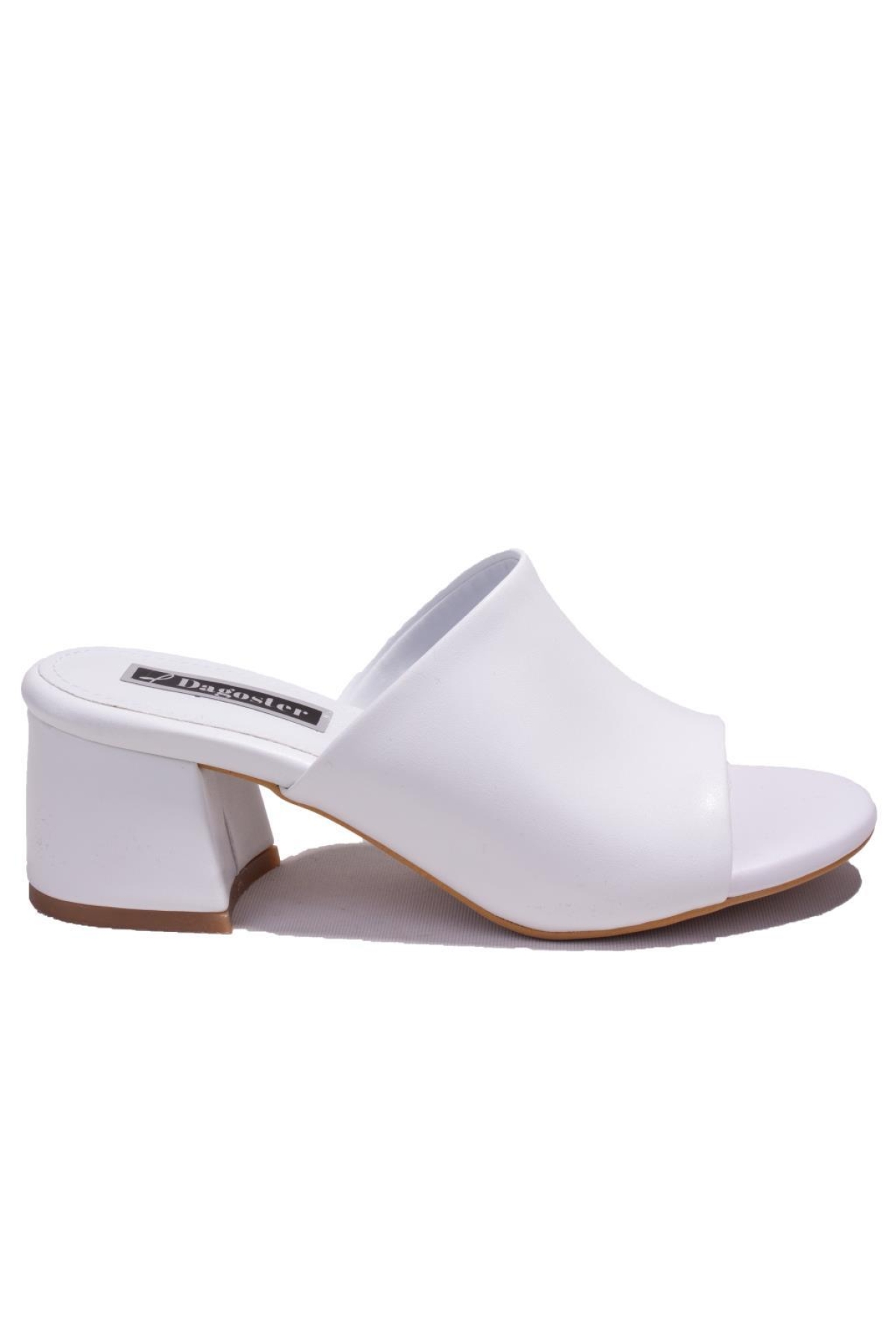 DZA07-811304 Beyaz Klasik Topuklu Kadın Terlik - Görsel 3