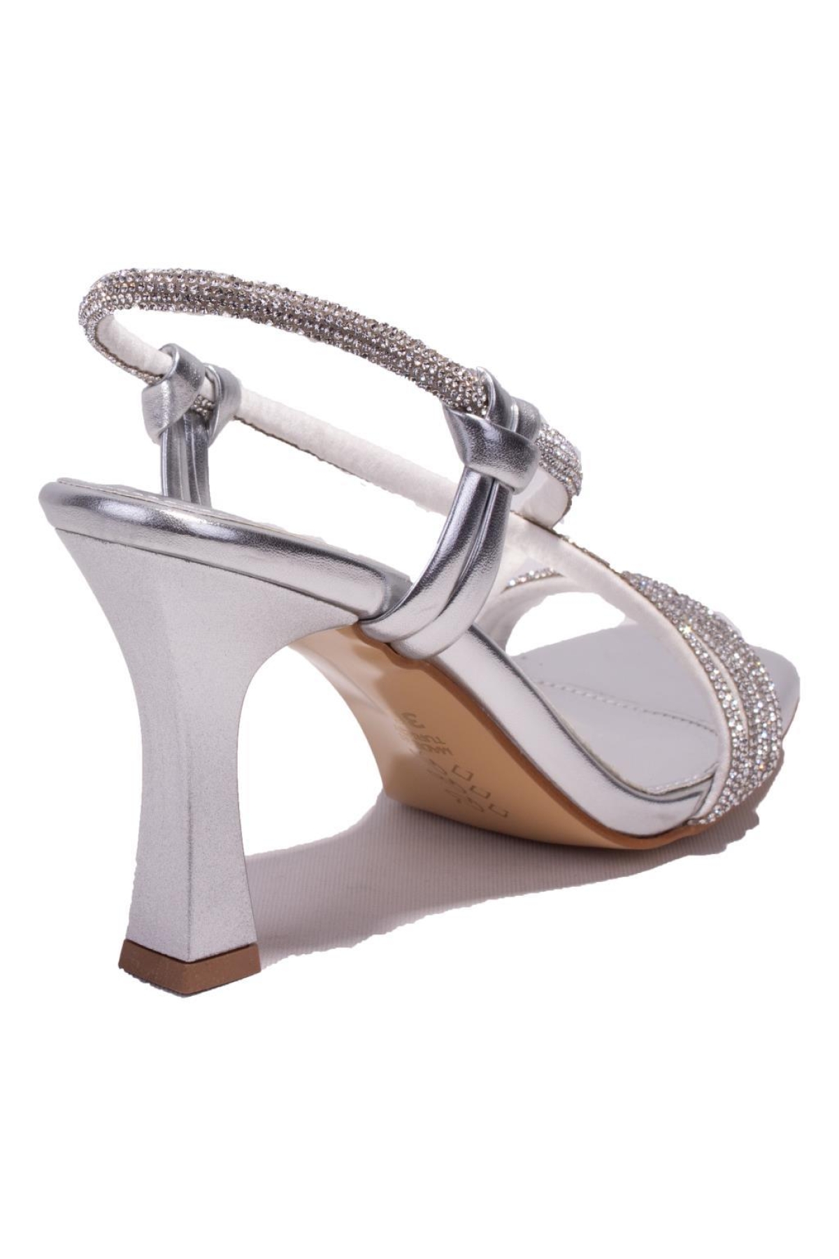 DZA07-928580 Gümüş Taşlı Abiye Topuklu Kadın Ayakkabı - Görsel 5