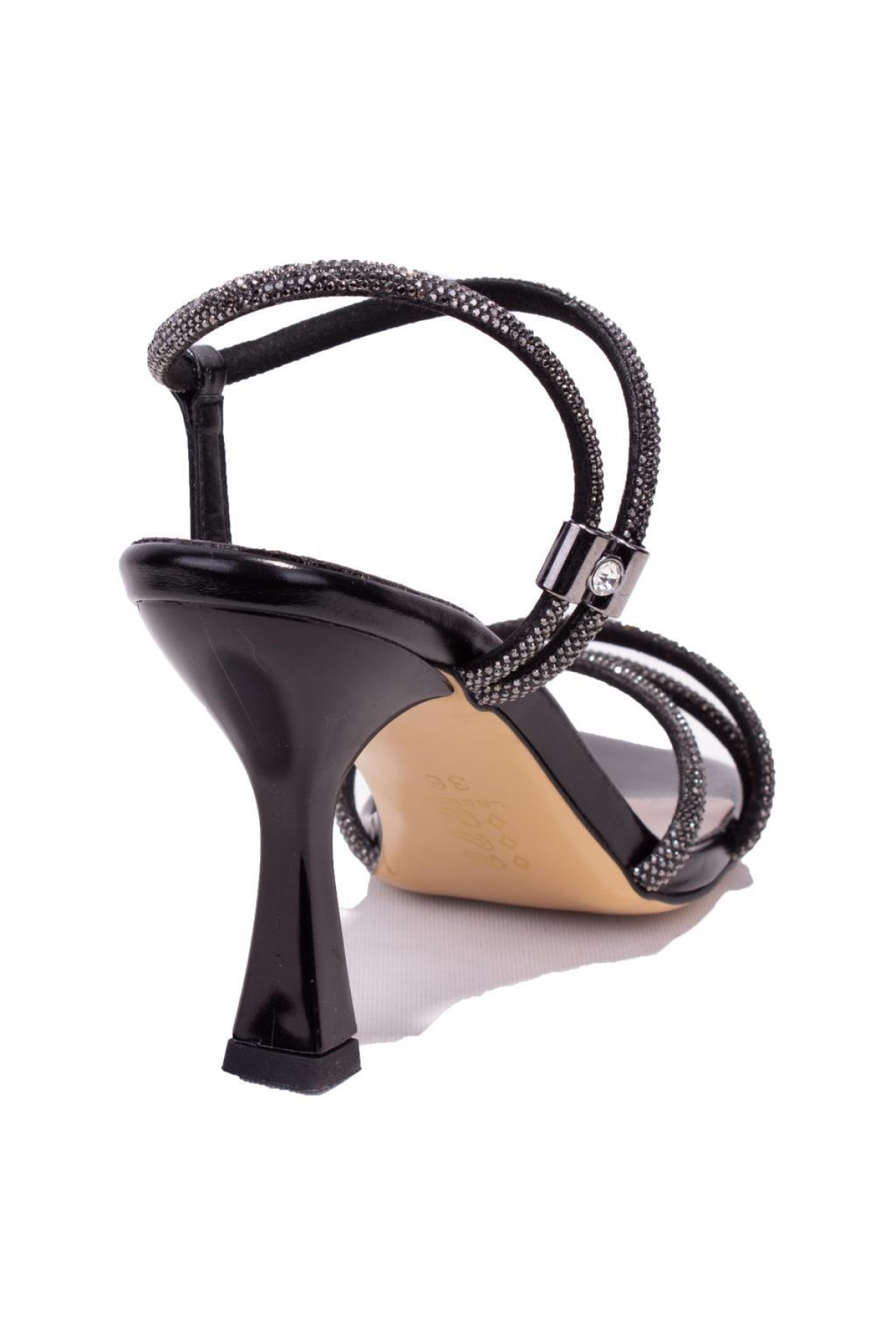 DZA07-337052 Siyah Taşlı Abiye Topuklu Kadın Ayakkabı - Görsel 5