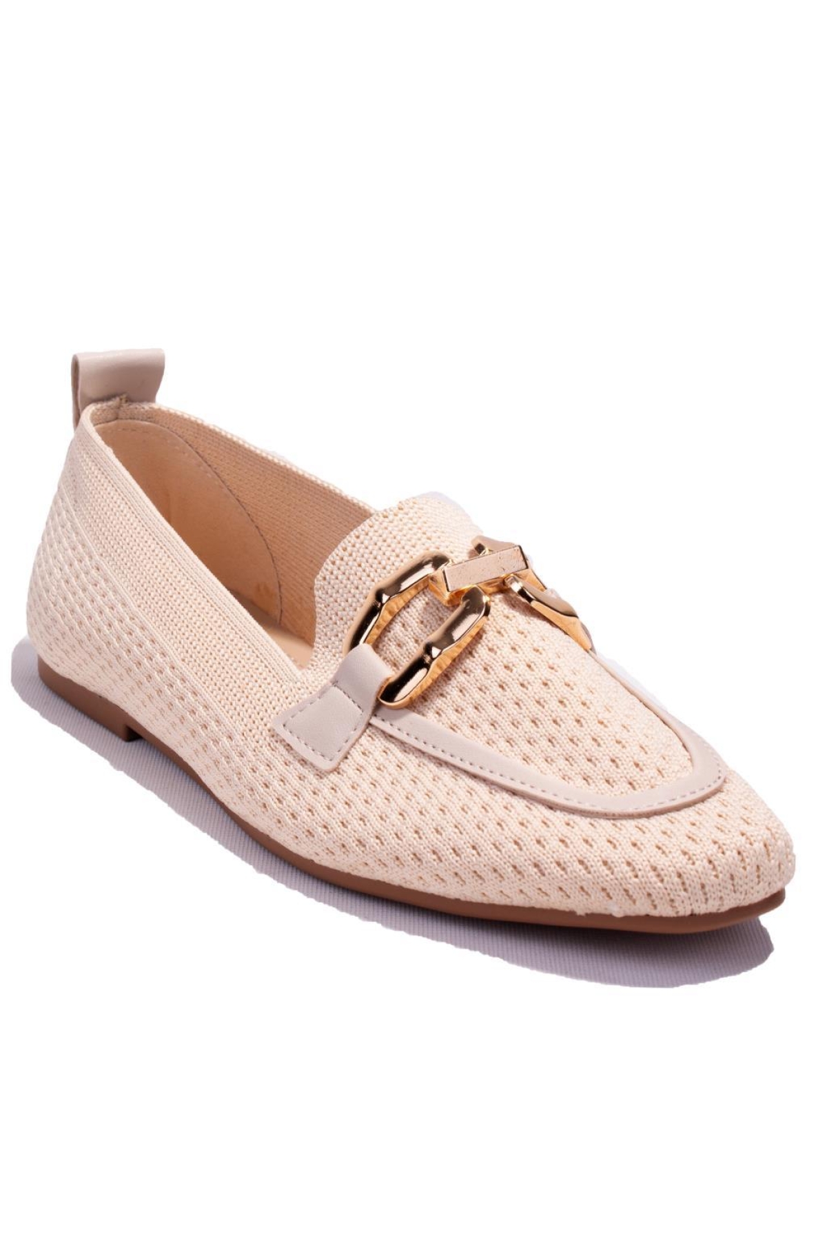 DZA07-1181117 Bej Triko Günlük Babet Kadın Ayakkabı - Görsel 2