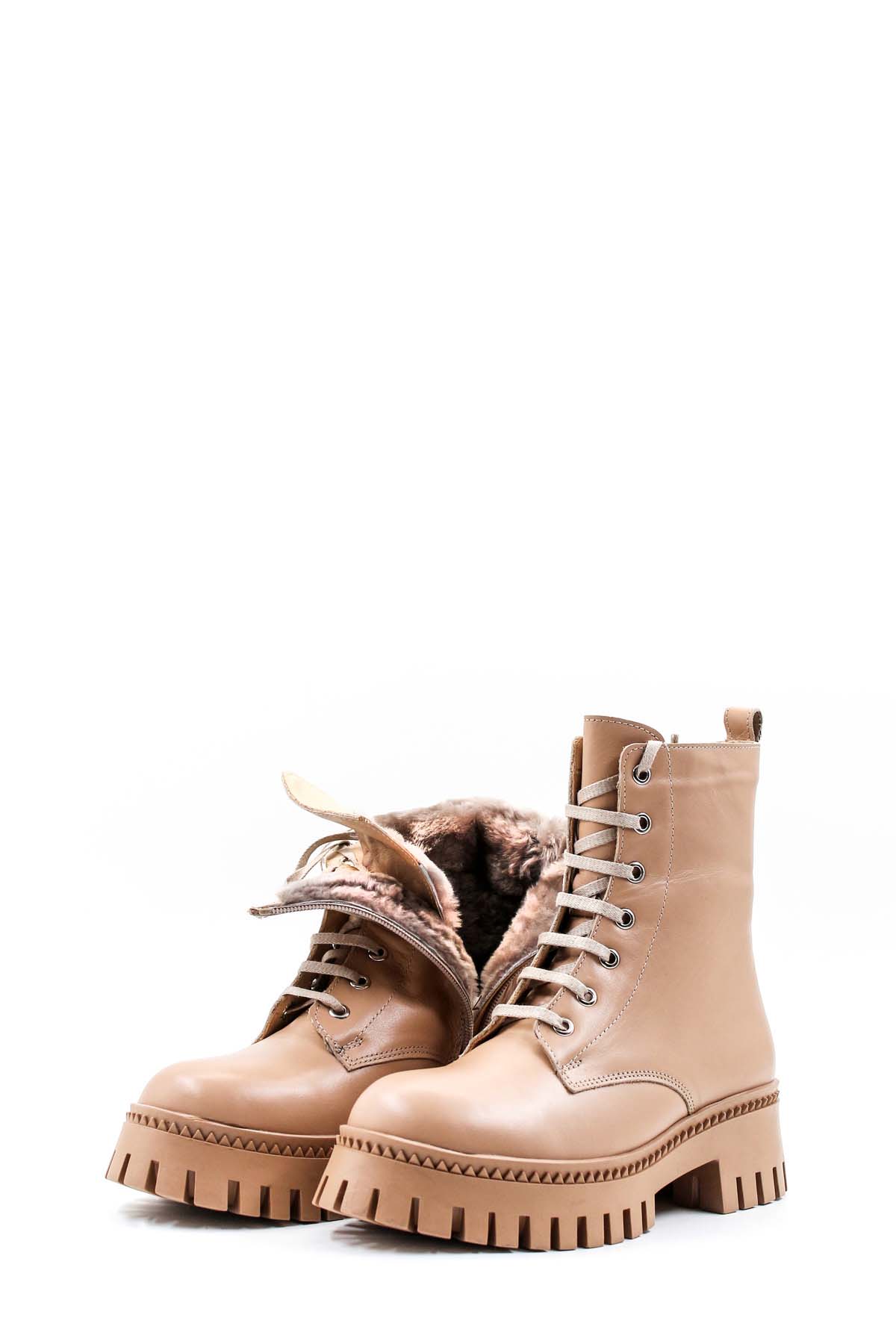 Hakiki Deri Kürklü Kadın Kalın Taban Bot 010KZA8370 - Görsel 6