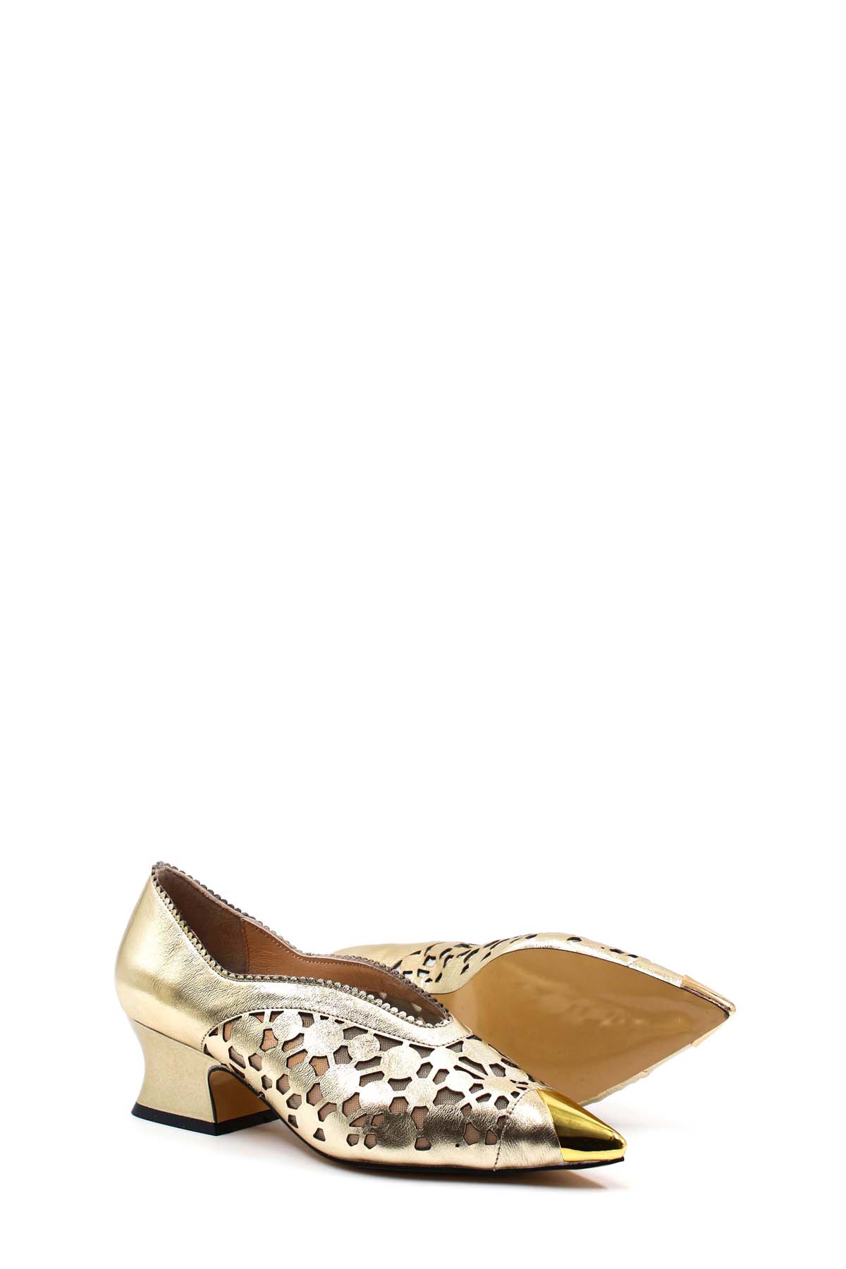 Hakiki Deri Kadın Kalın Topuklu Ayakkabı 064ZA366 - Görsel 4