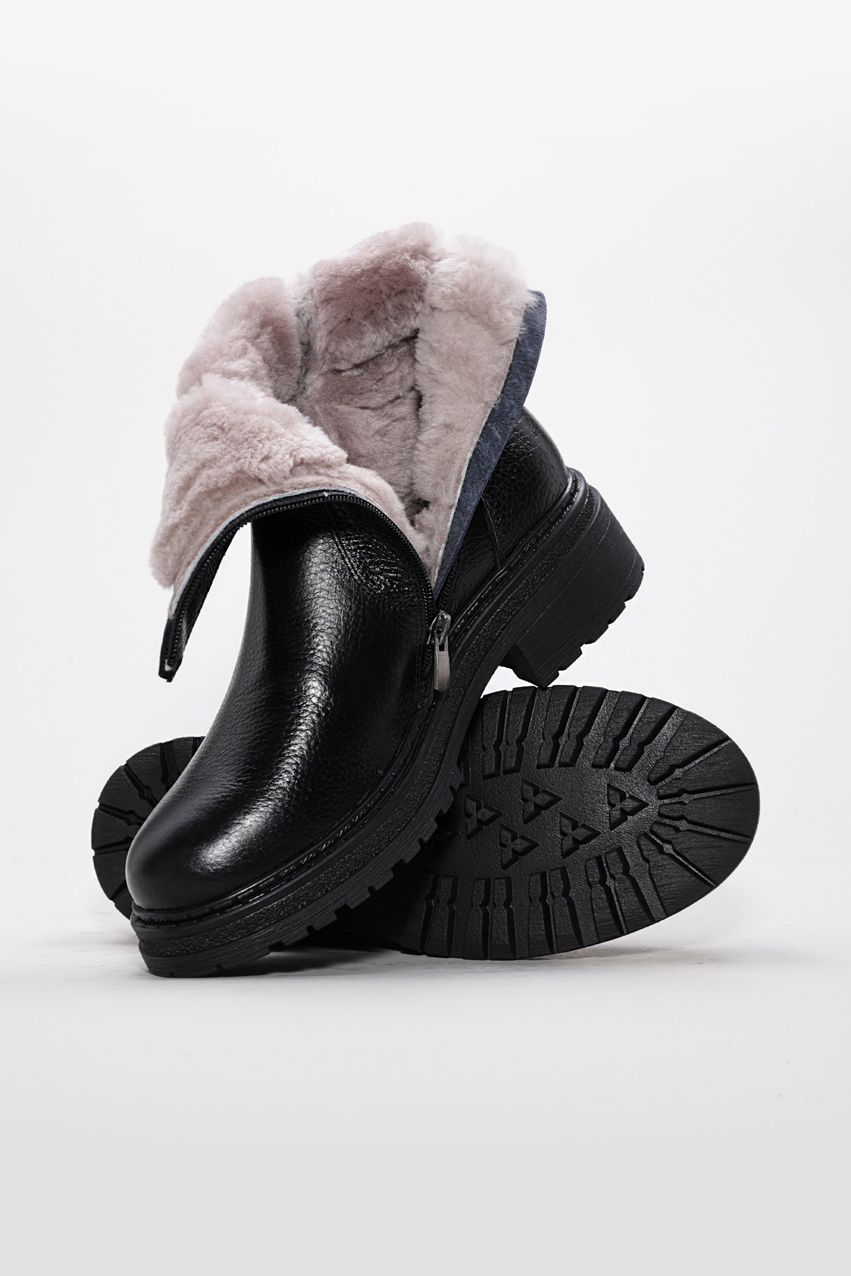 Hakiki Deri Kürklü Kadın Kalın Taban Bot 257KZA623 - Görsel 5