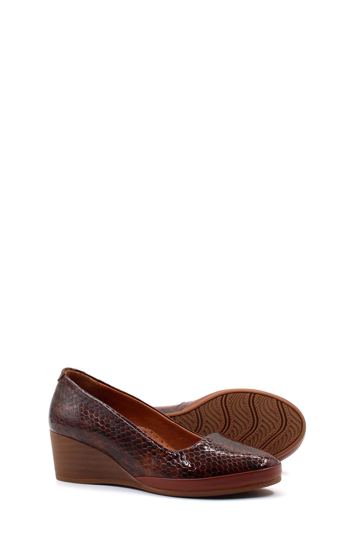 Hakiki Deri Kadın Dolgu Topuk Ayakkabı 411ZA291 - Görsel 5