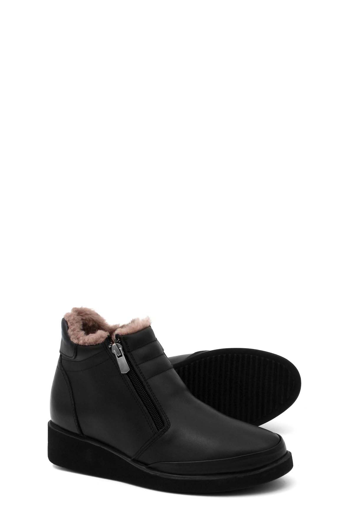 Hakiki Deri Kürklü Kadın Kalın Taban Bot 411KZA707 - Görsel 4