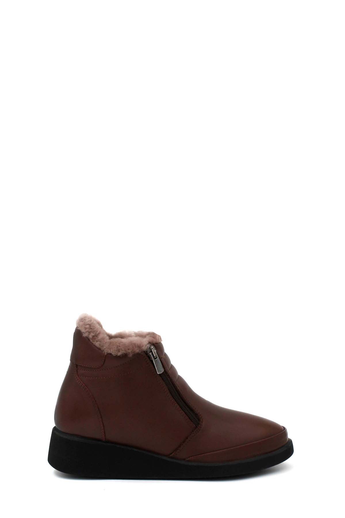Hakiki Deri Kürklü Kadın Kalın Taban Bot 411KZA707 - Görsel 2