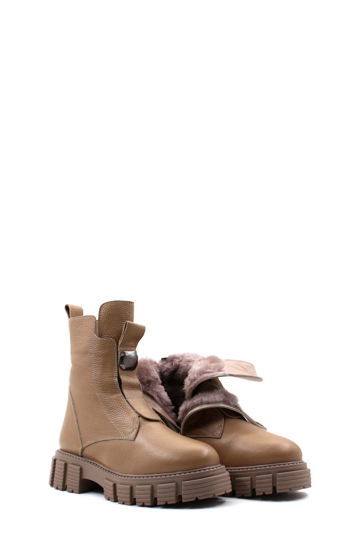 Hakiki Deri Kürklü Kadın Klasik Bot 710KZA6005 - Görsel 6
