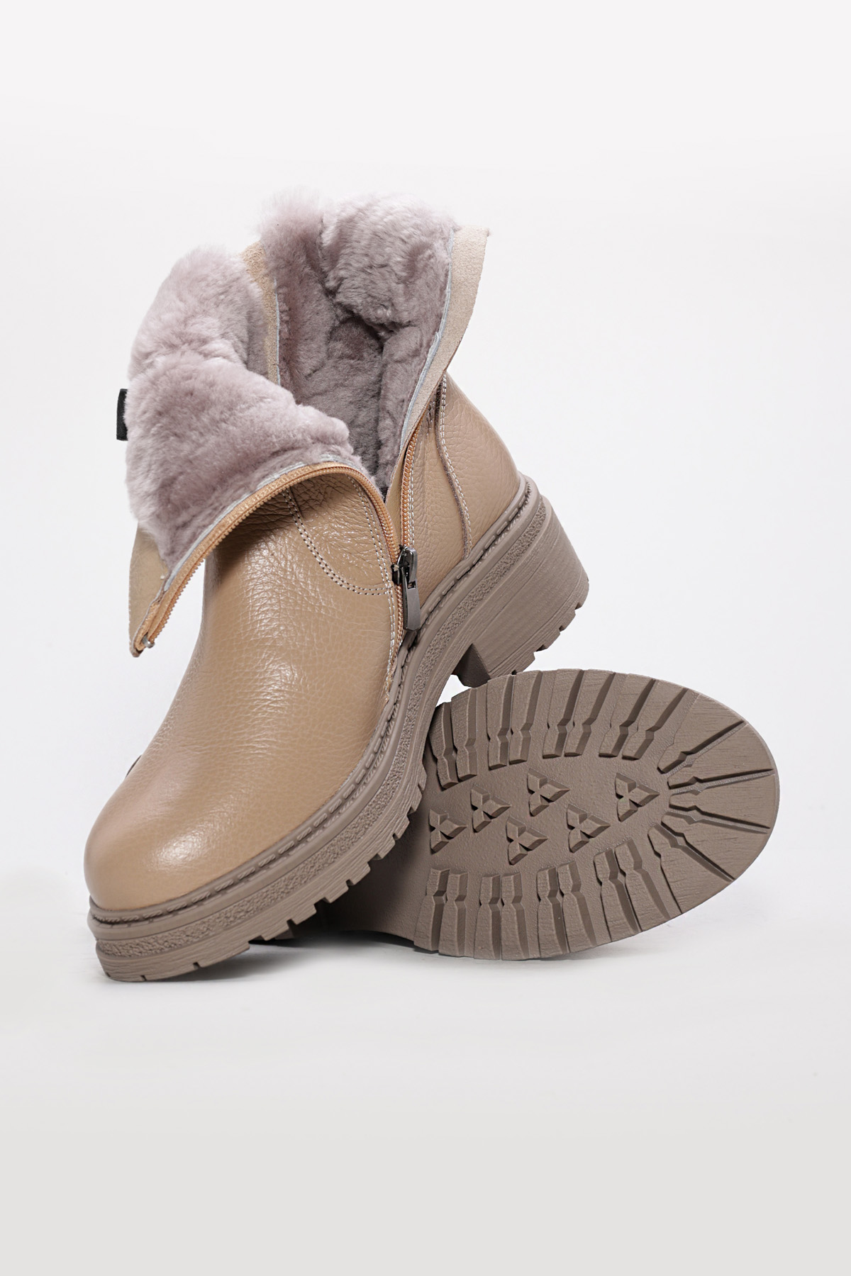 Hakiki Deri Kürklü Kadın Kalın Taban Bot 257KZA623 - Görsel 5