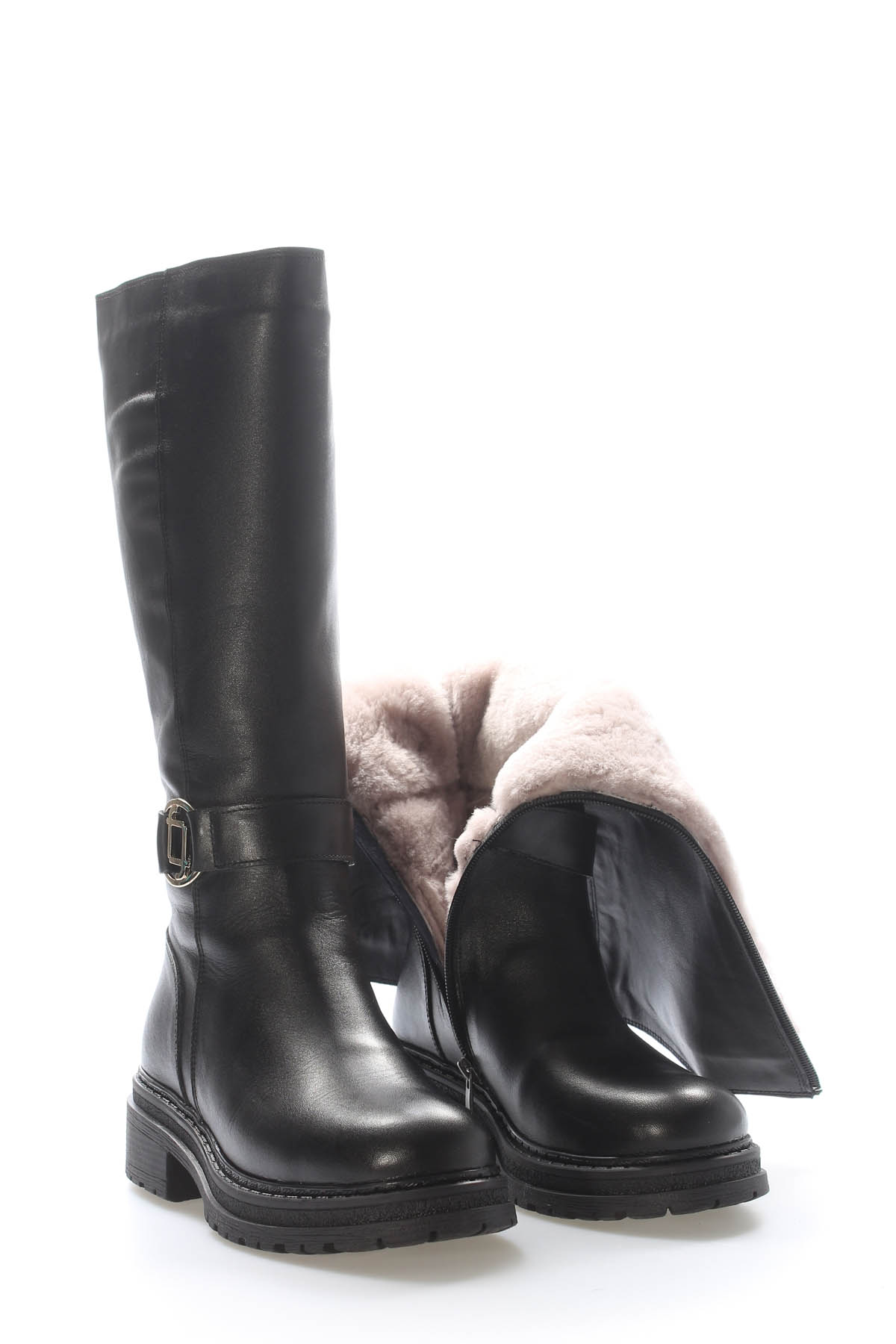 Hakiki Deri Kürklü Kadın Klasik Çizme 257KZA632 - Görsel 5